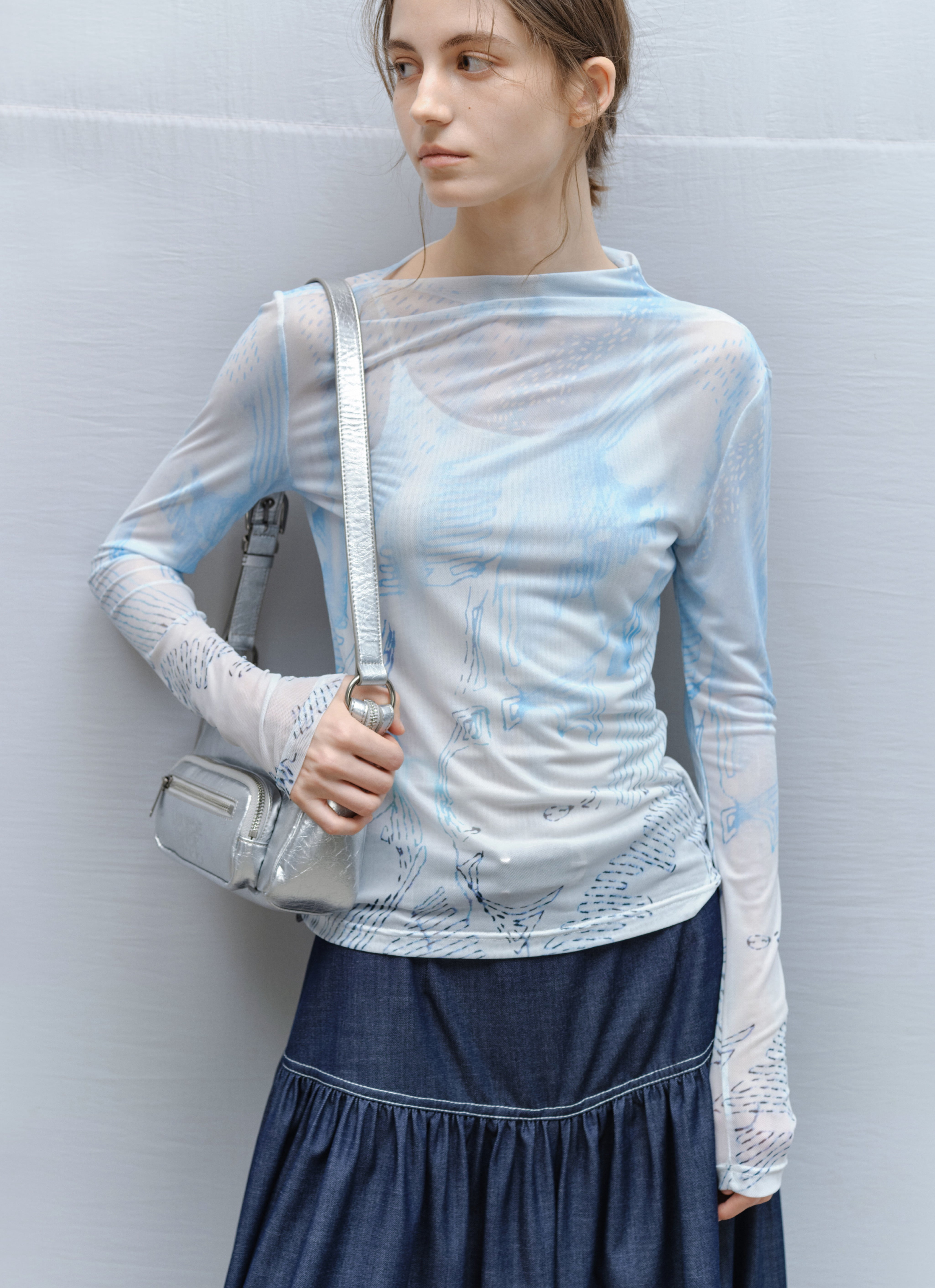 トップス 731 BLUE DRIP SHEER TOP / ブルードリップシアートップ