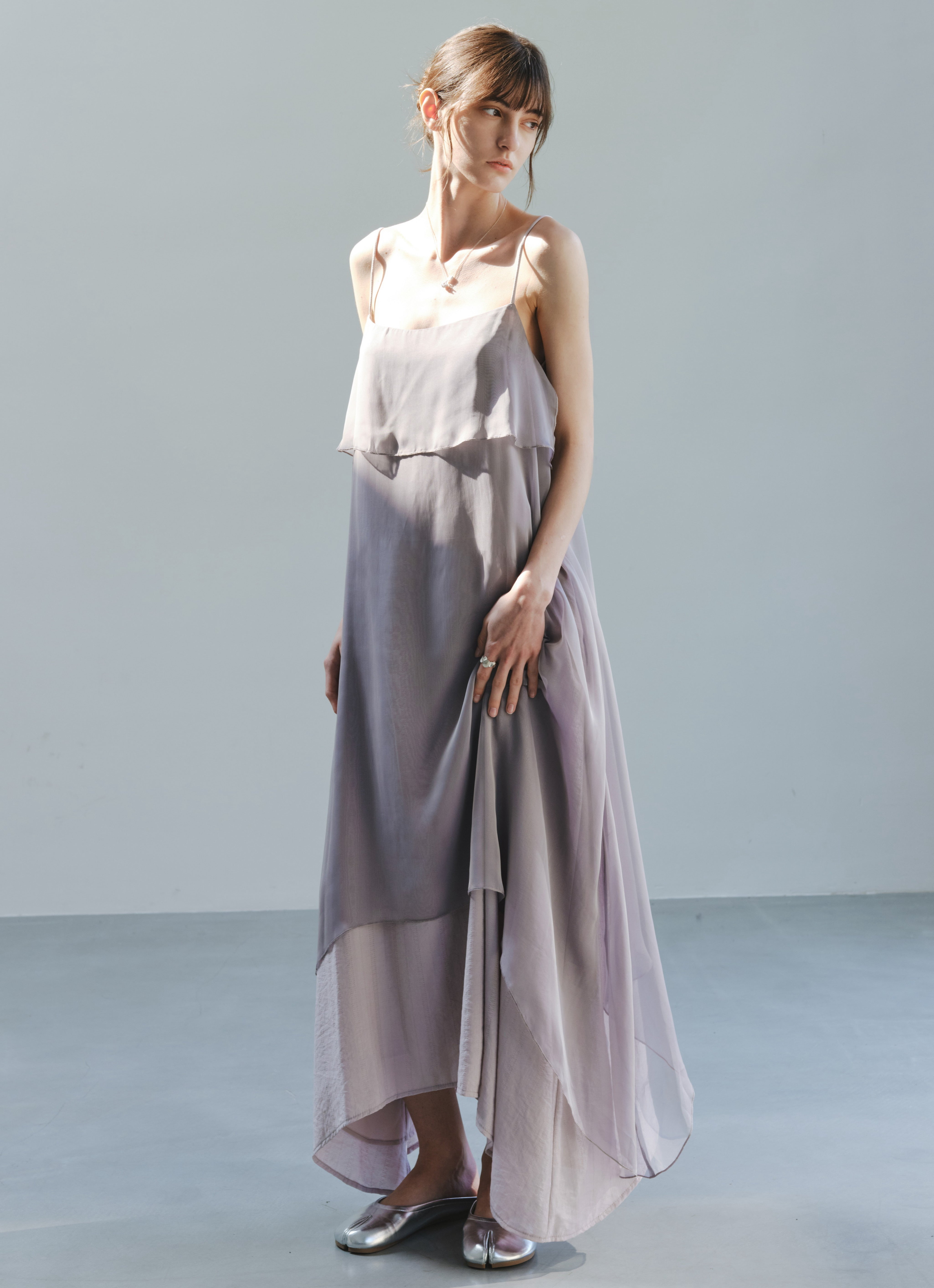 LAYERED PURPLE FLARE DRESS / レイヤードパープルフレアワンピース