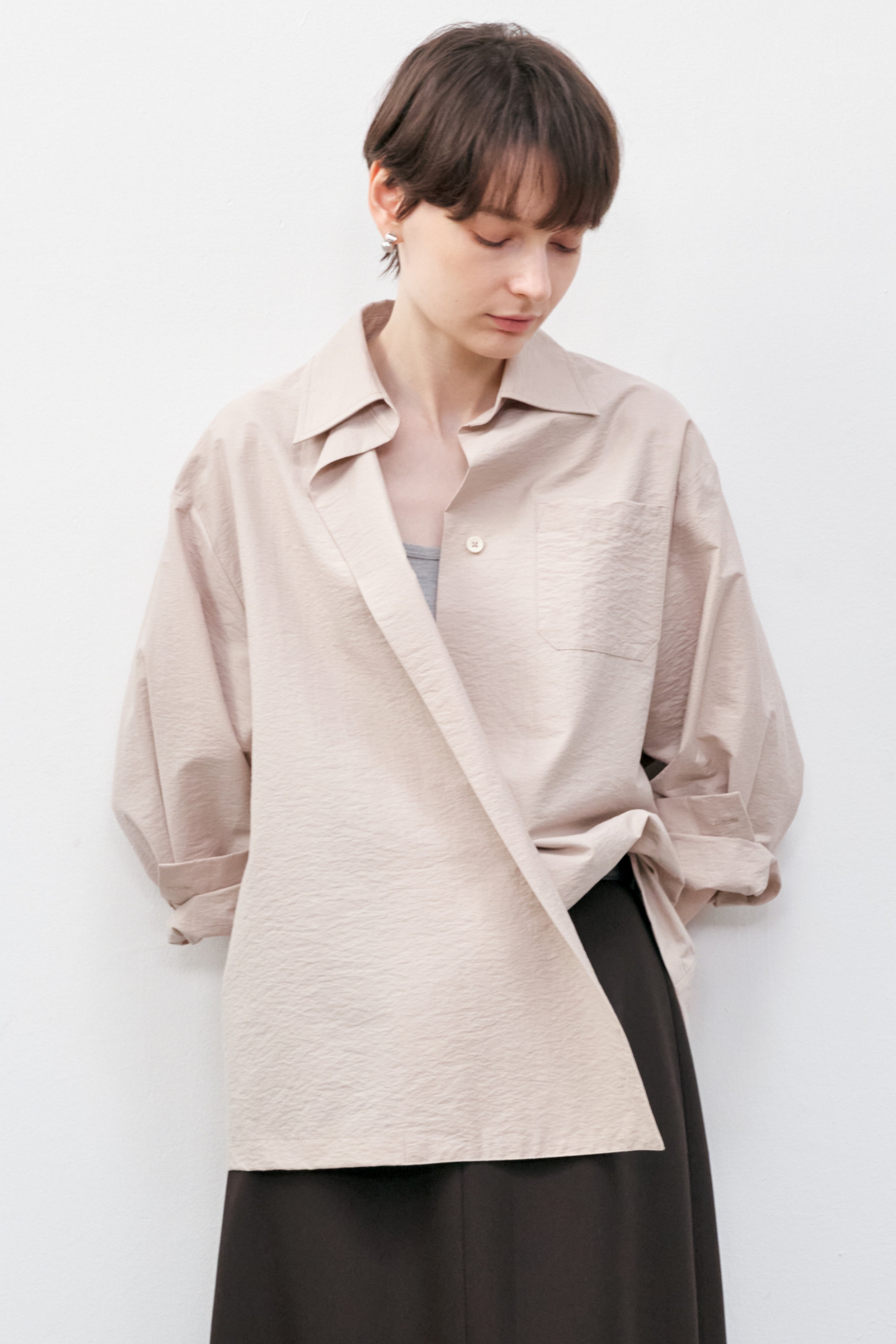 ASYMMETRIC WRINKLE COLOR SHIRT / アシンメトリーリンクルカラーシャツ