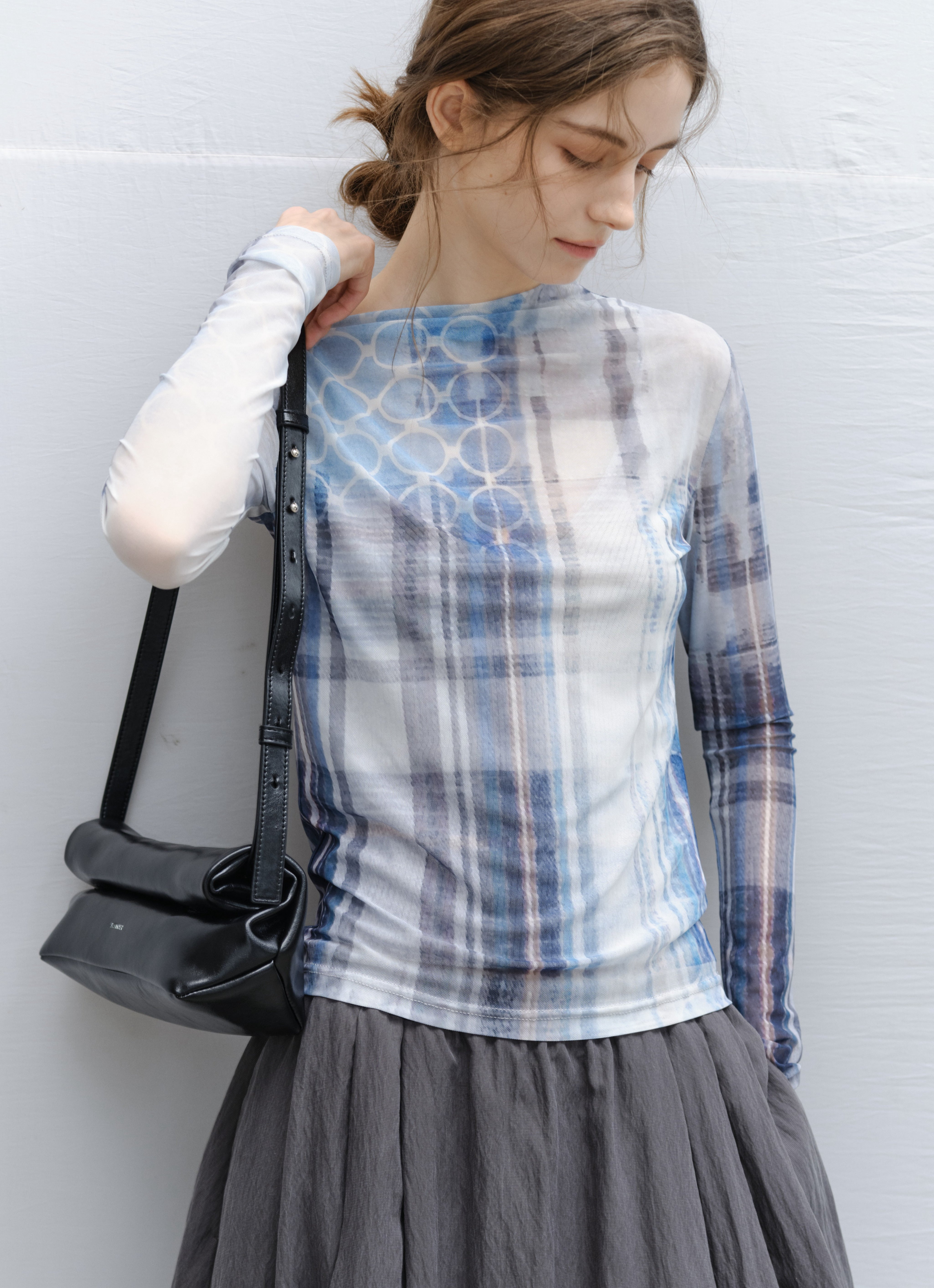 SKYTOPさま専用 BLUE PLAID SHEER TOP / ブルーチェックシアートップ