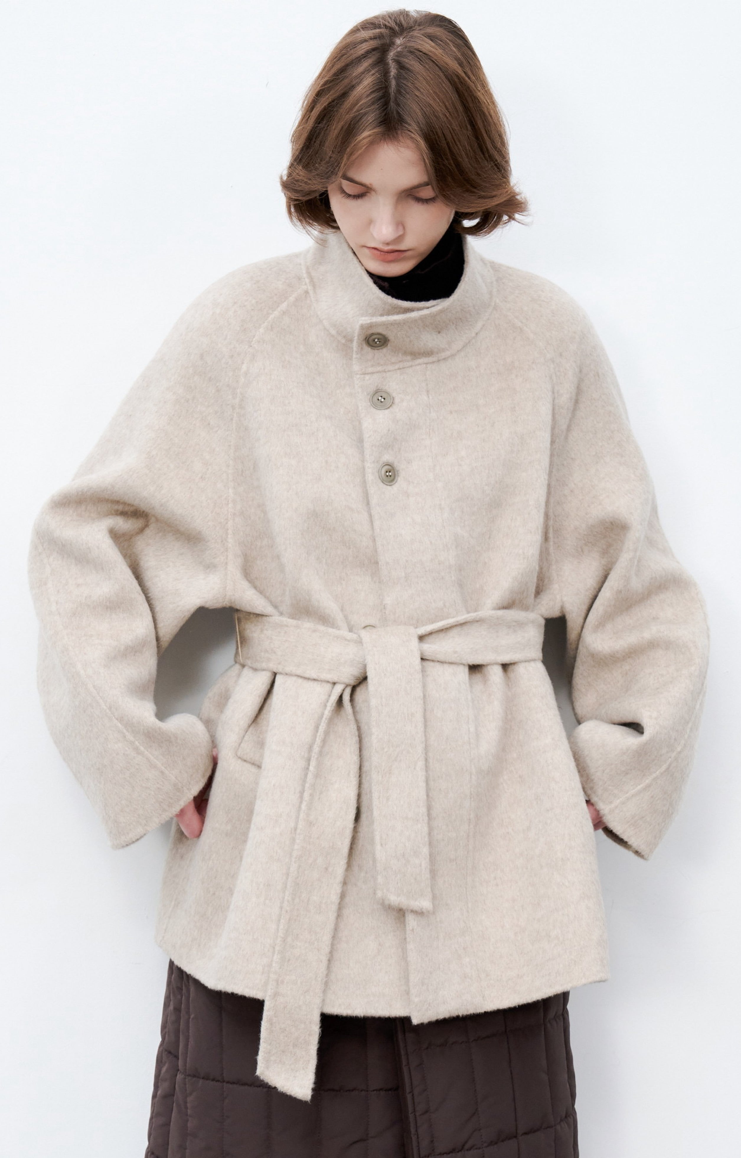 FEATHER WOOL MIDI COAT / Feather wool midi coat