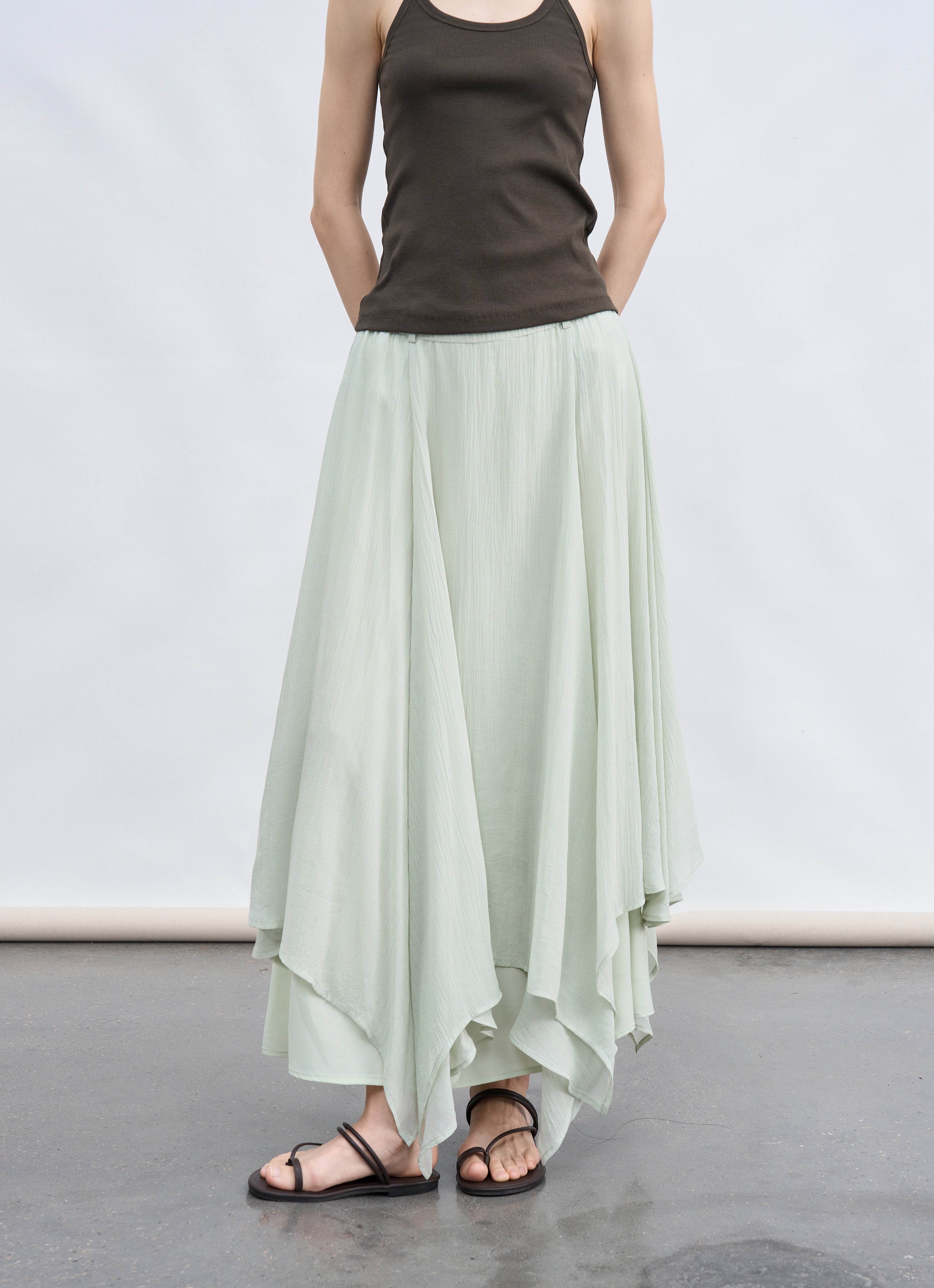MIX FRILL CHIFFON SKIRT / 믹스 프릴 쉬폰 스커트
