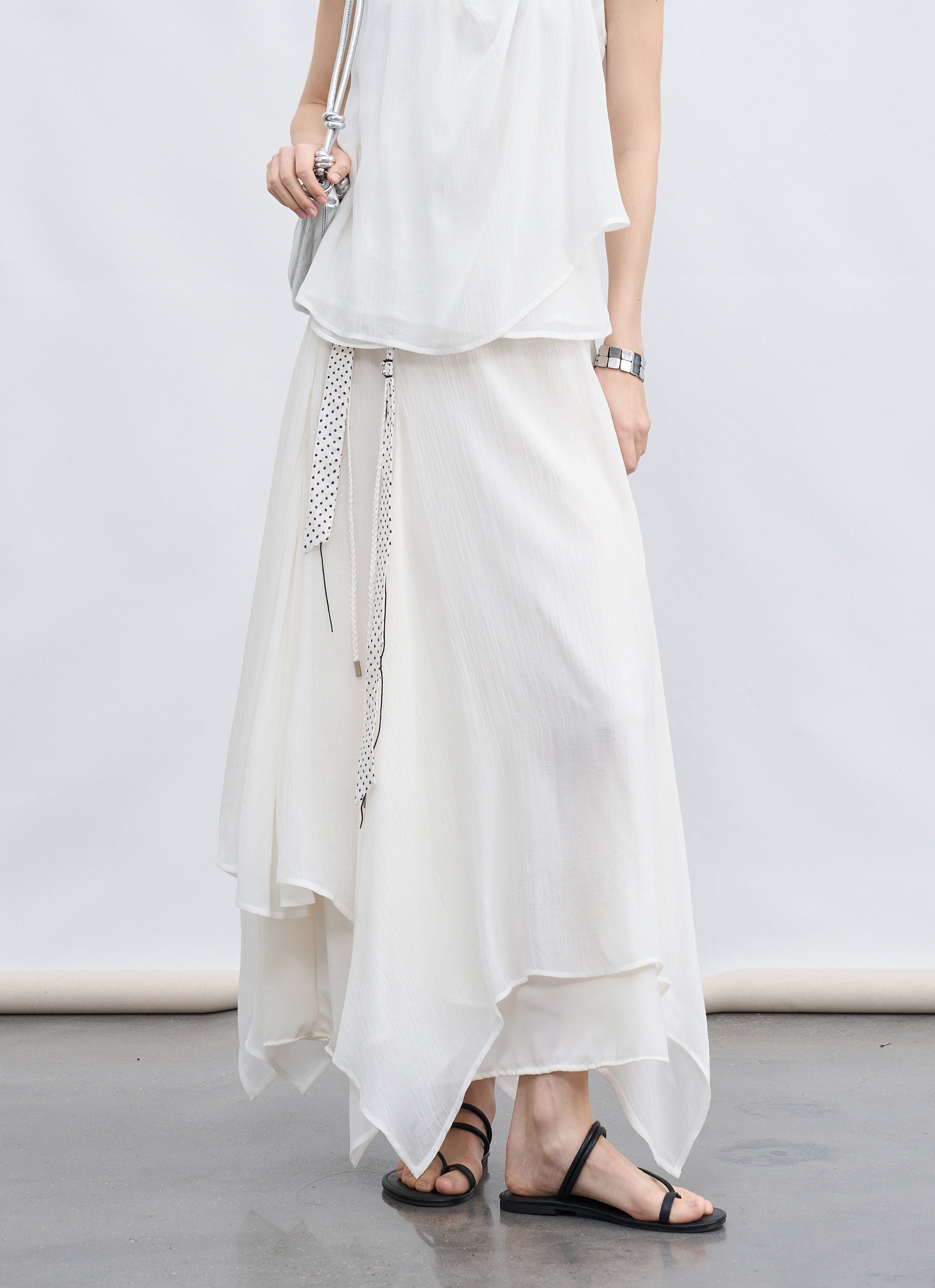 MIX FRILL CHIFFON SKIRT