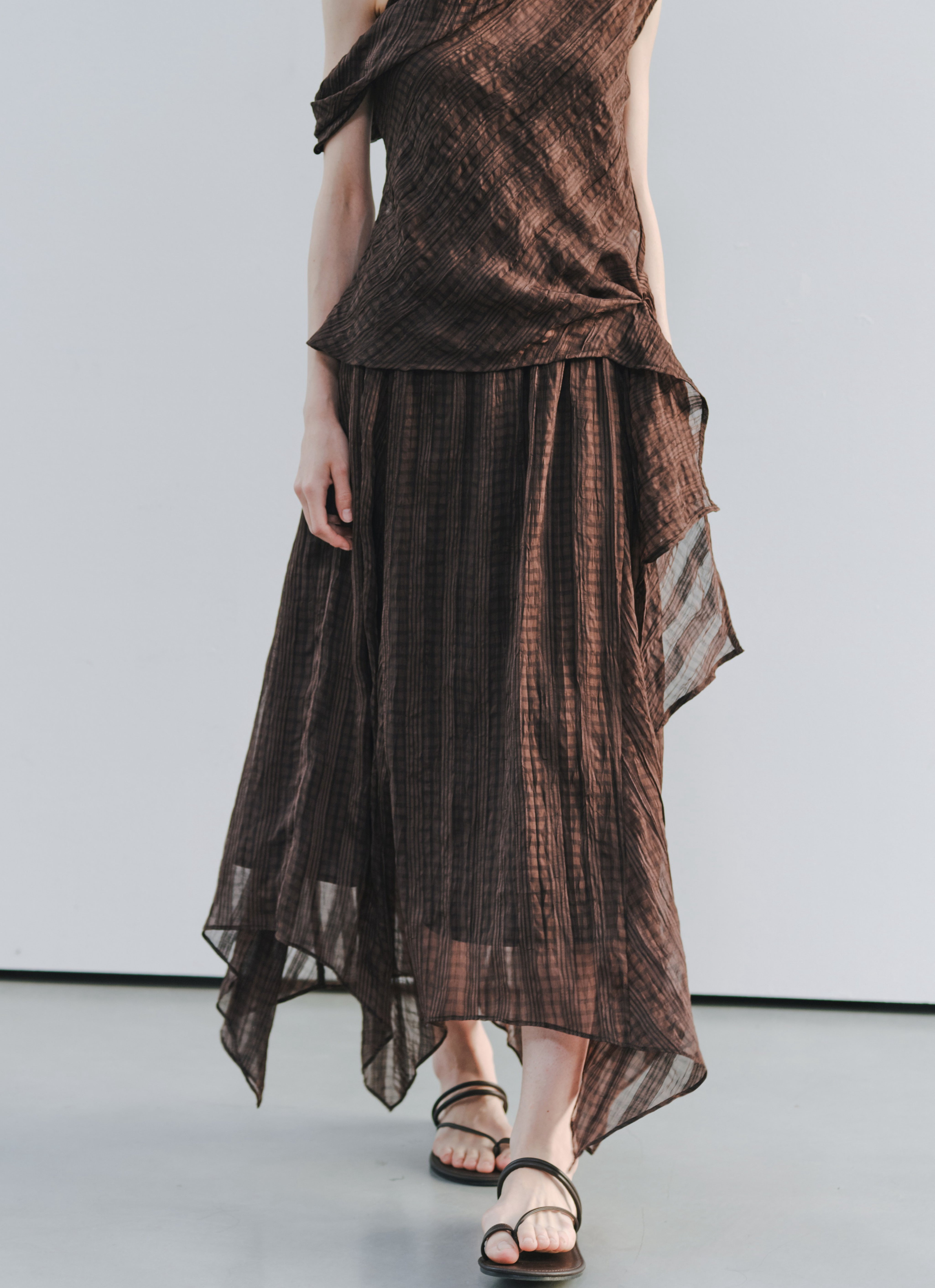 SHEER CHECK LAYERED SKIRT