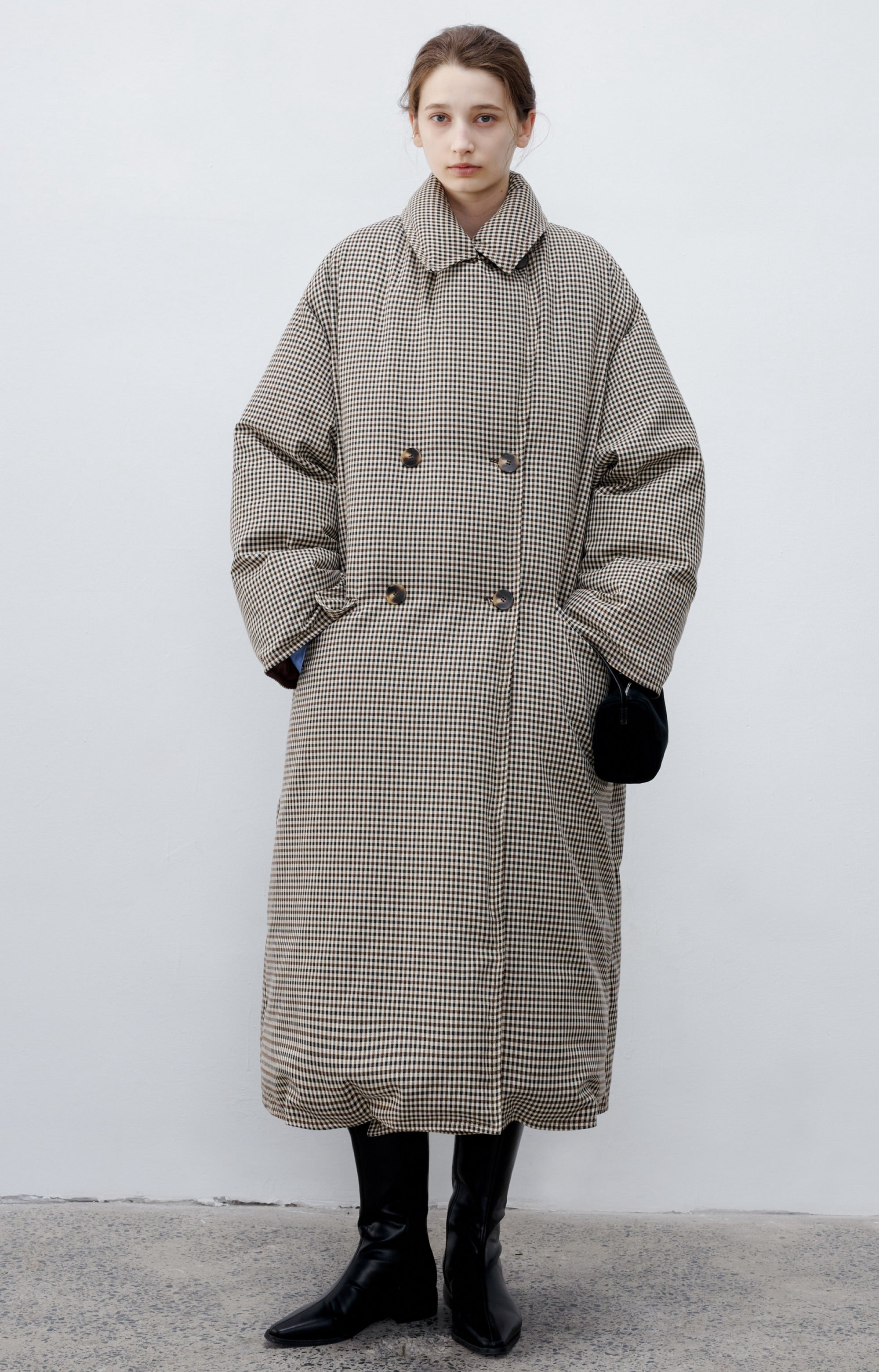 Chic Plaid Slit Button-Down Coat