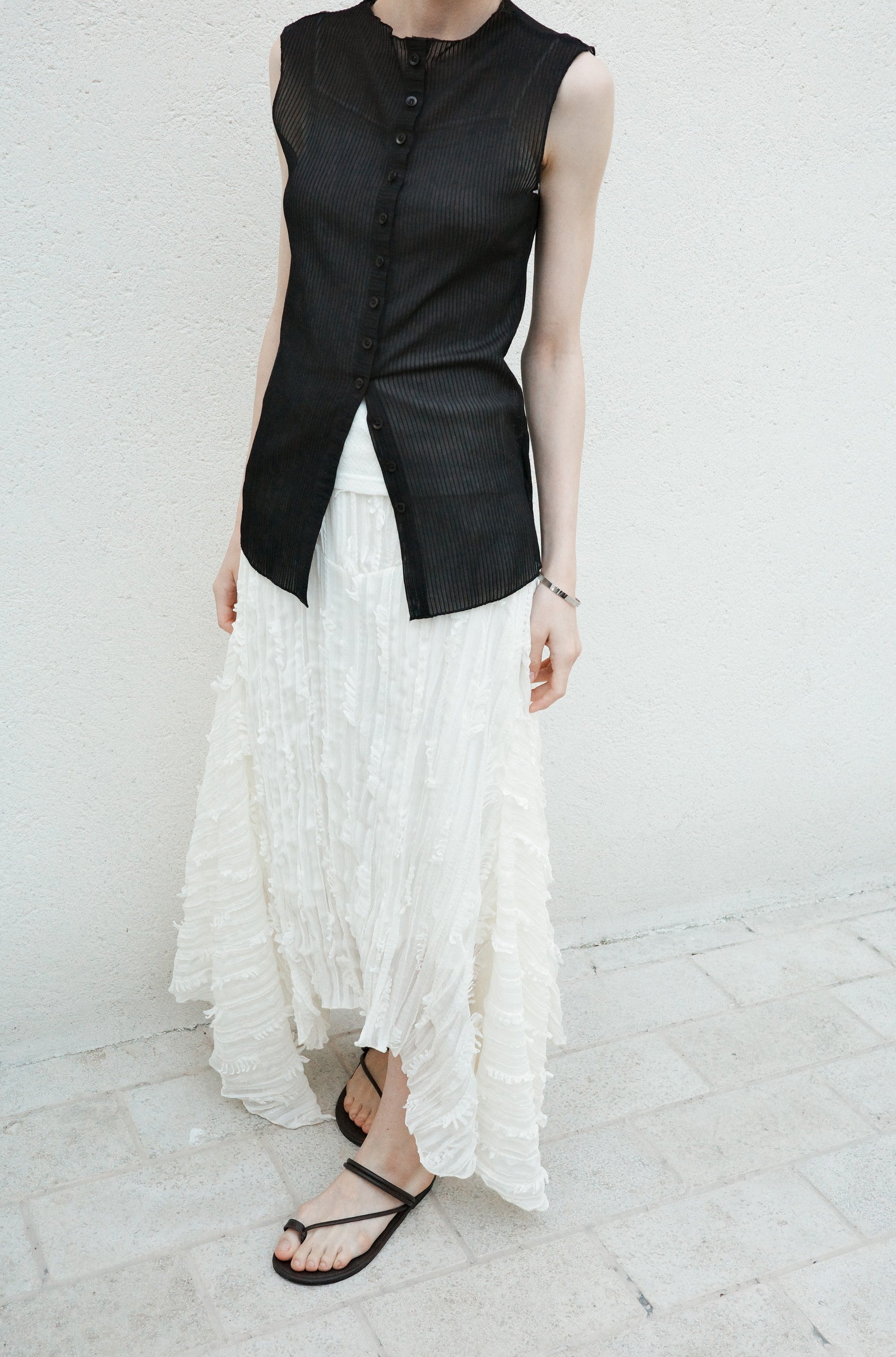 Multi-Button Sheer Blouse