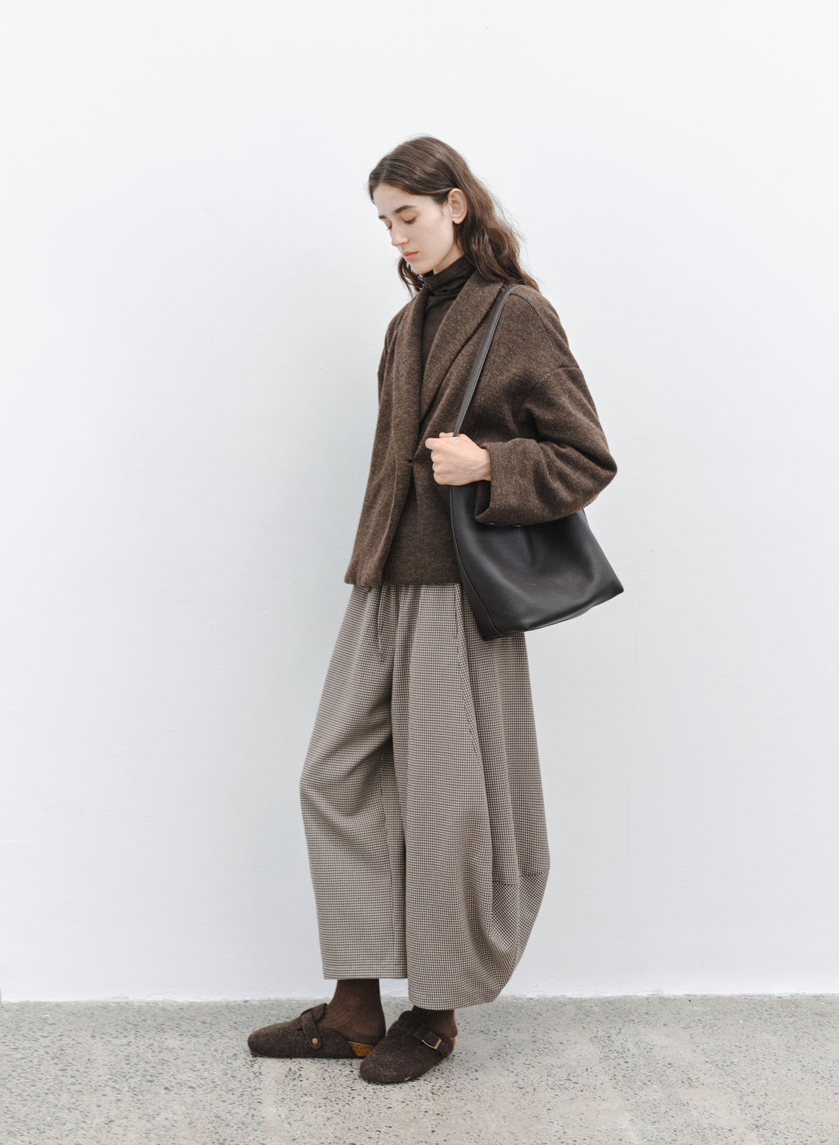 CHECK COCOON WIDE PANTS