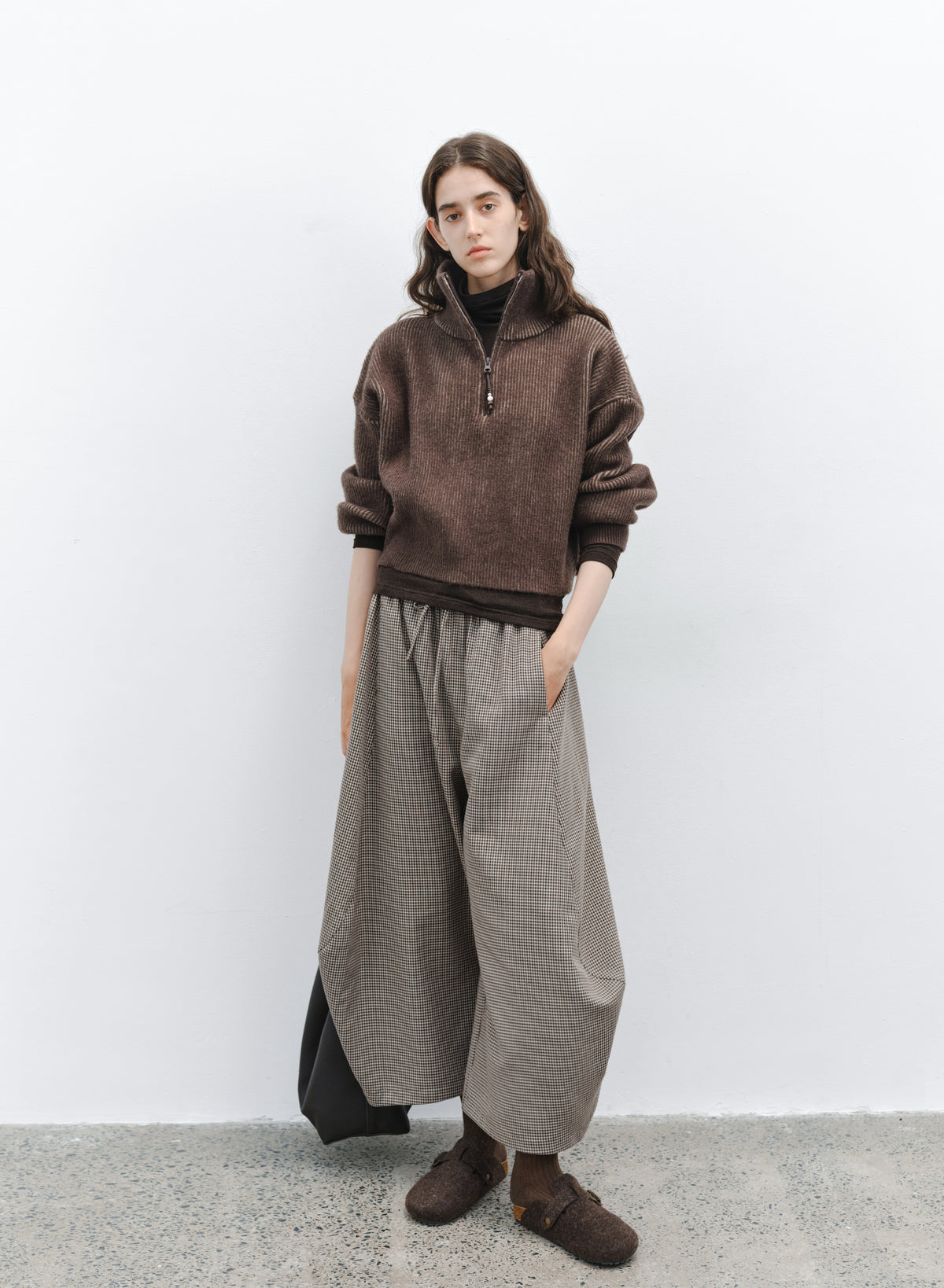 CHECK COCOON WIDE PANTS