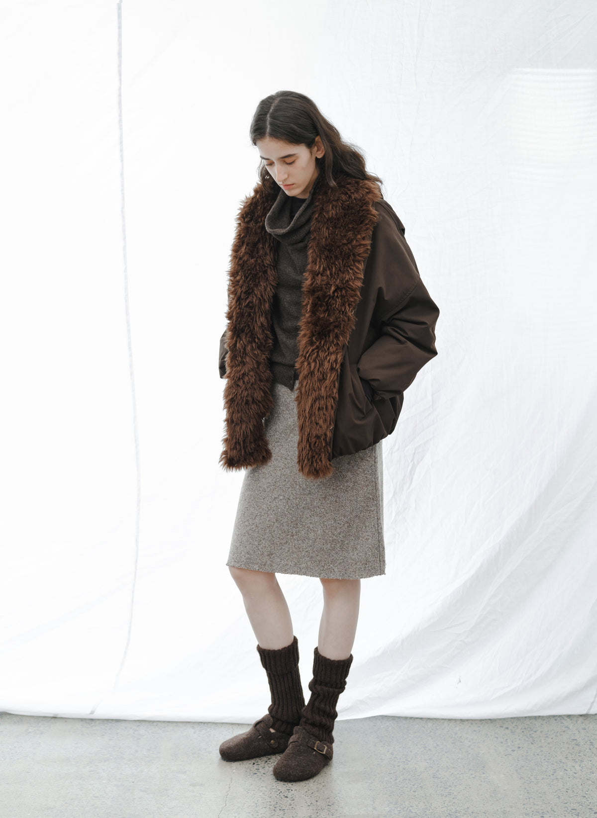 FUR LAPEL VOLUME BLOUSON