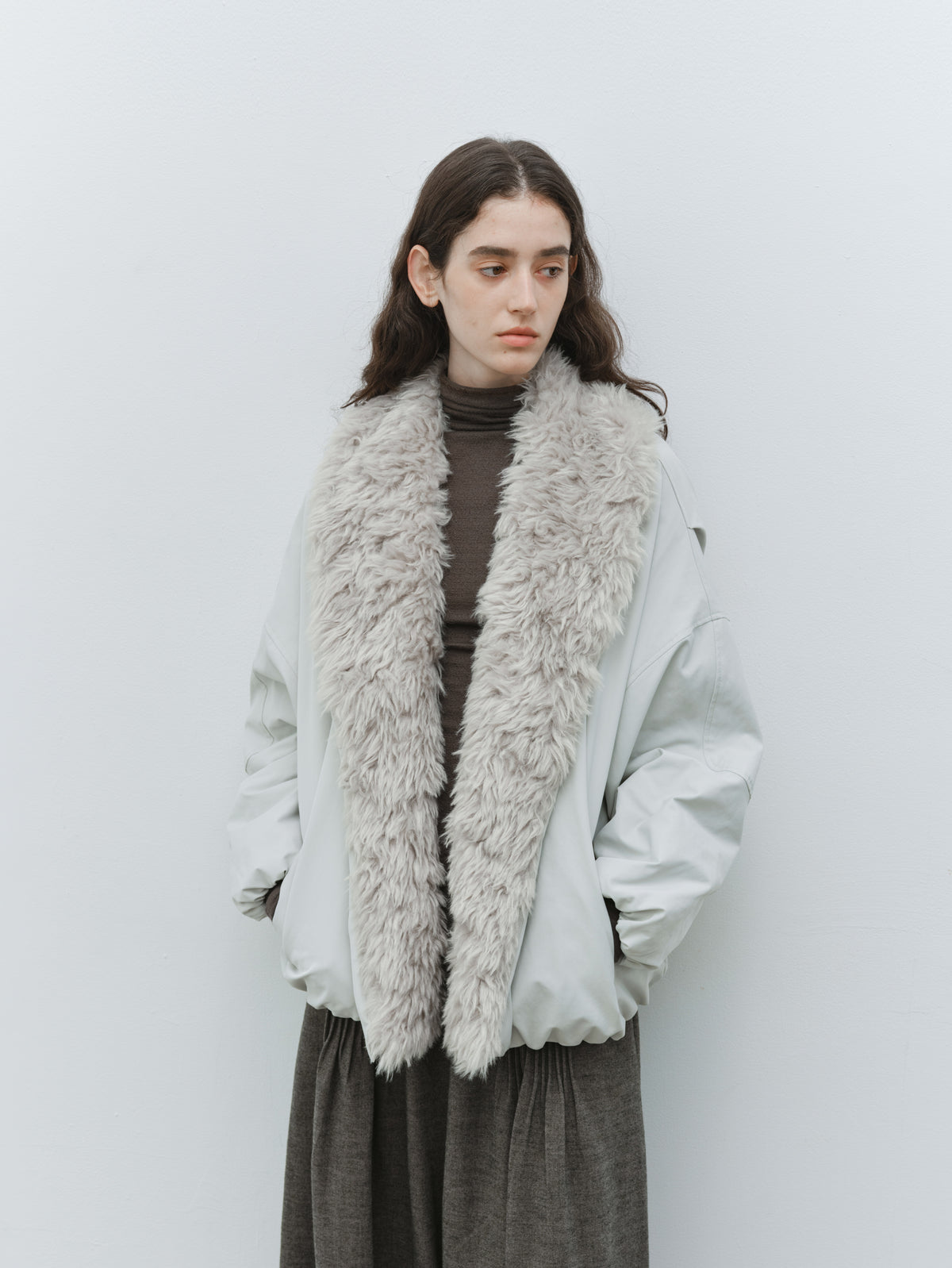 FUR LAPEL VOLUME BLOUSON