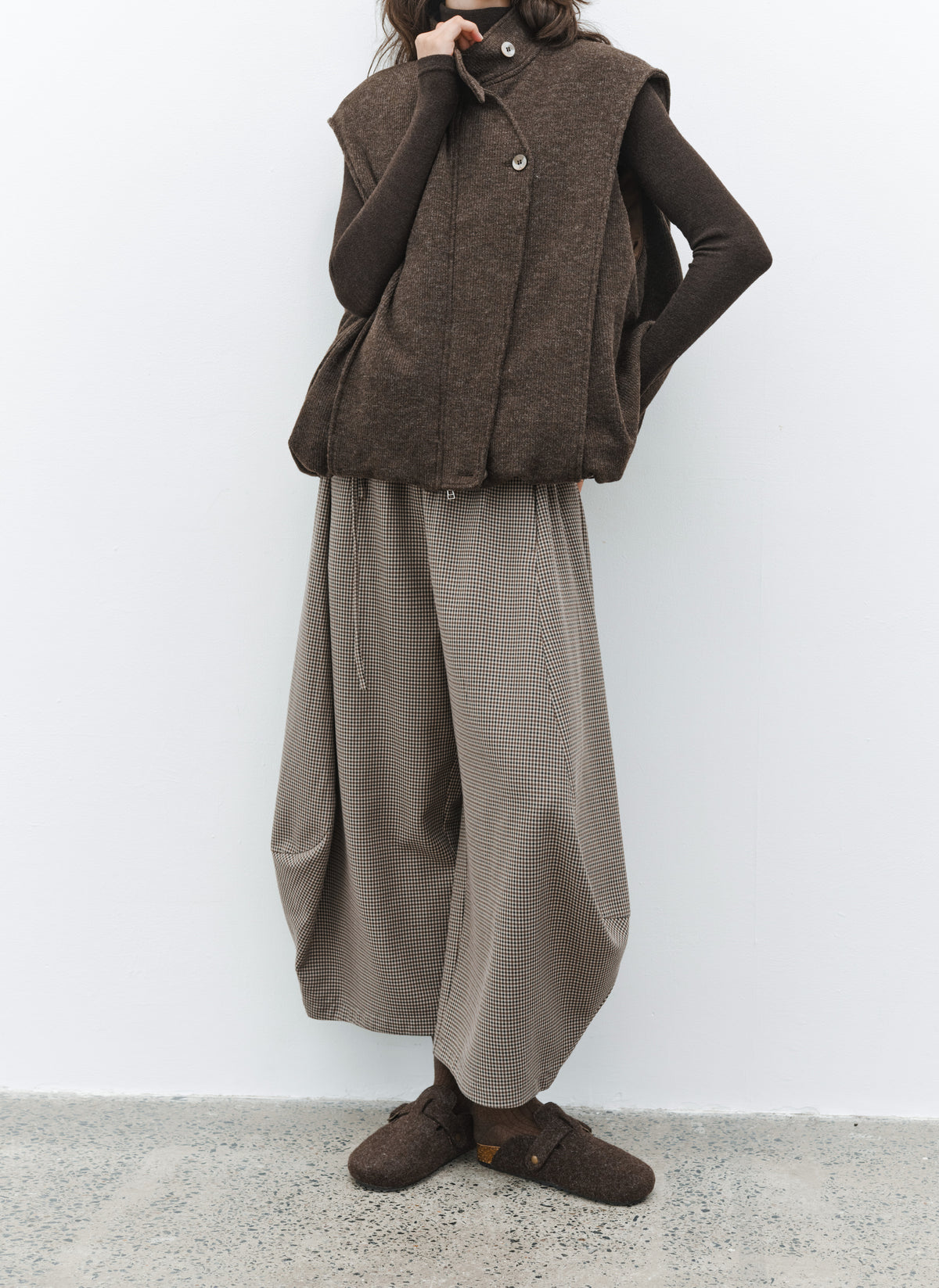 CHECK COCOON WIDE PANTS