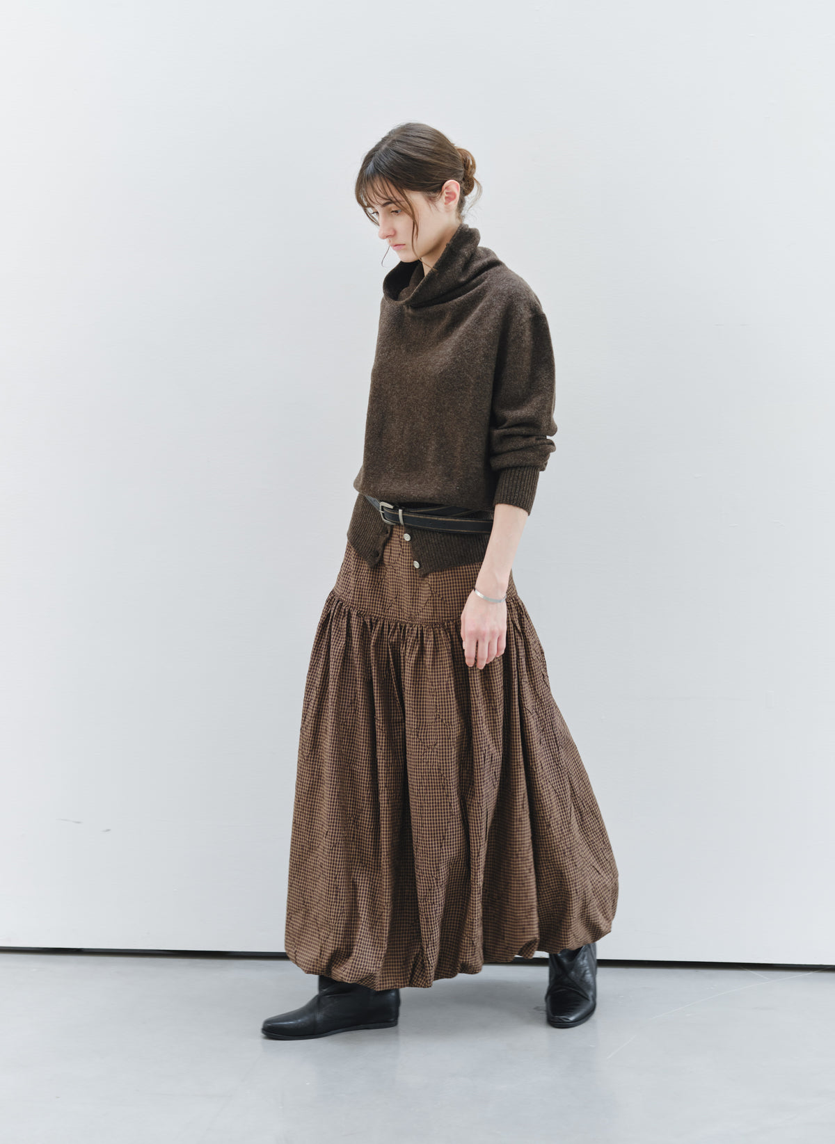 BUTTON HEM COWL SWEATER