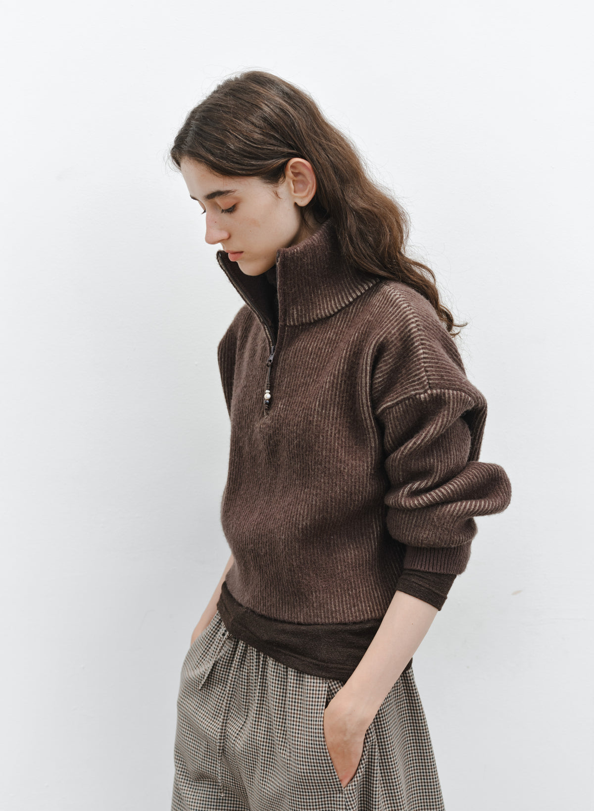 HALF ZIP SHORT SWEATER