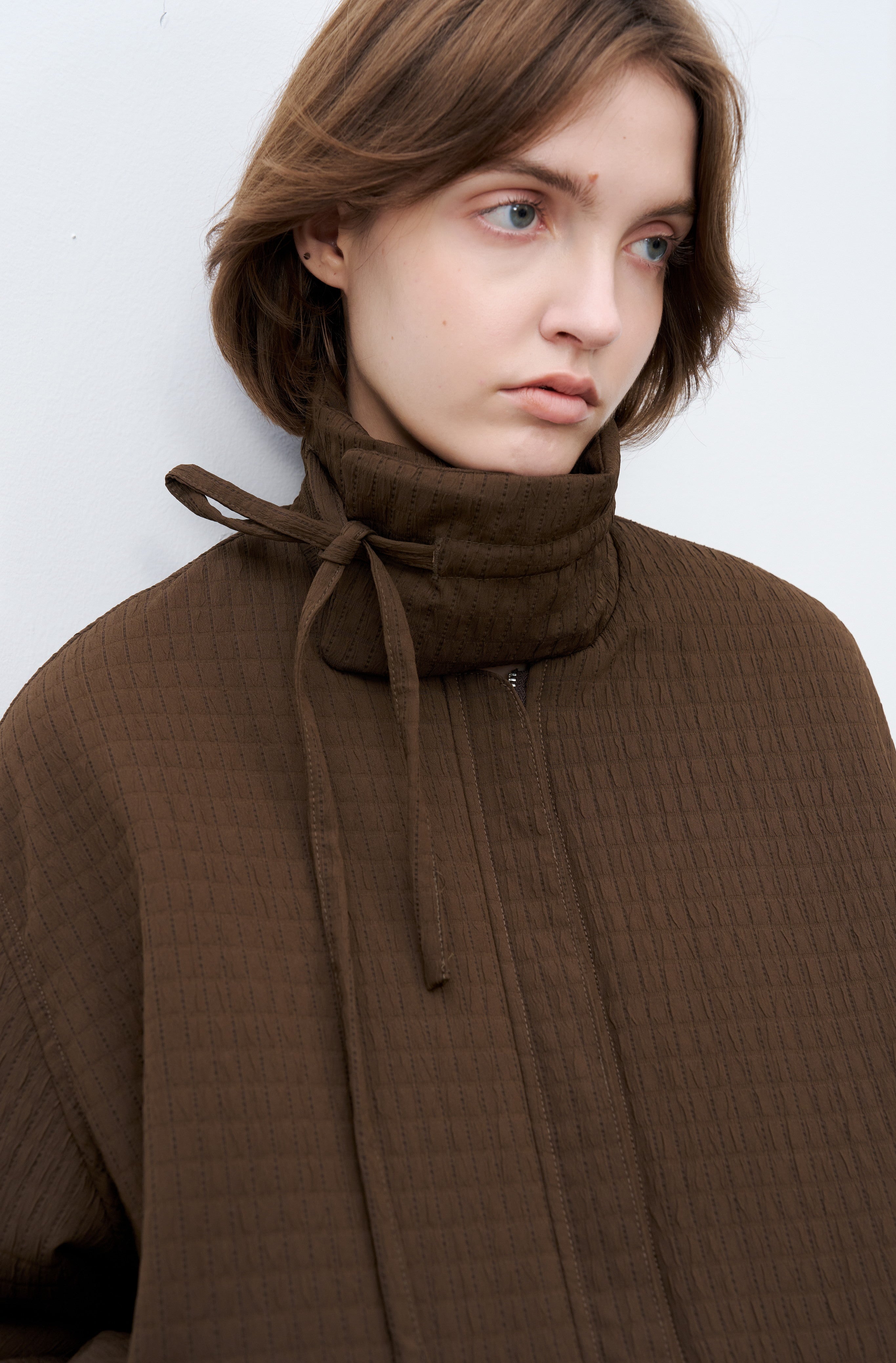 JACQUARD GRID BALLOON BLOUSON