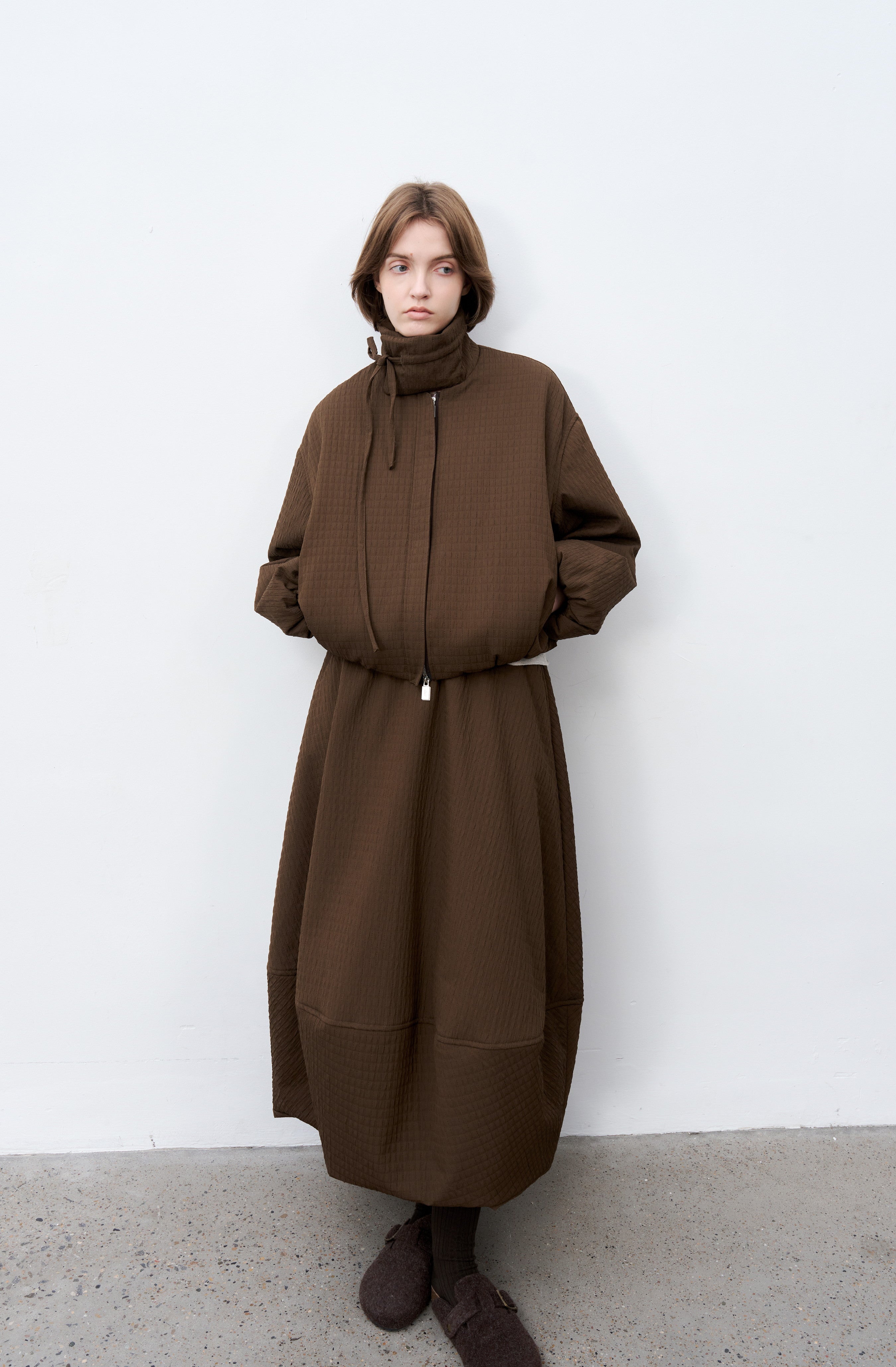 JACQUARD GRID BALLOON BLOUSON