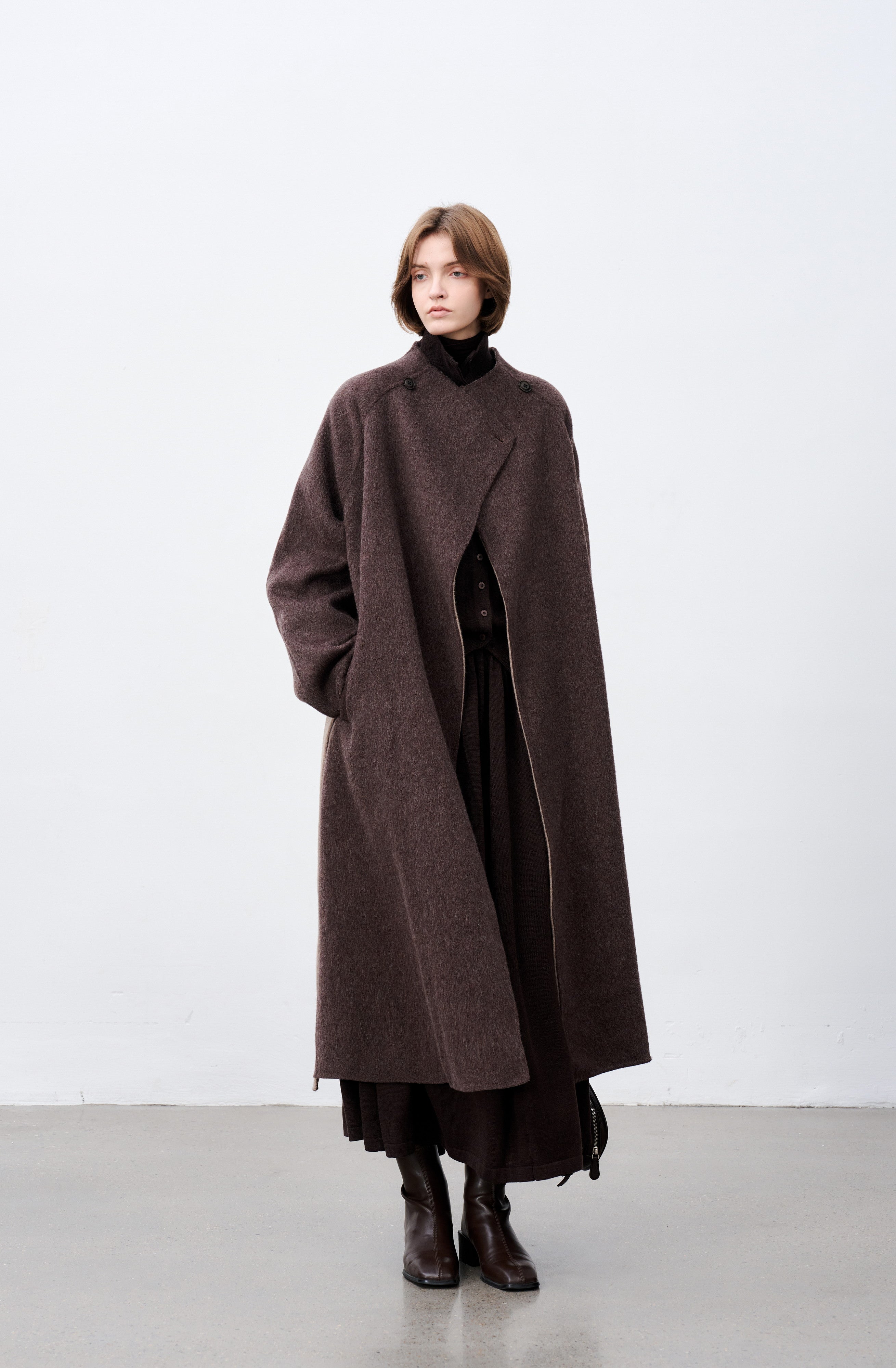 WRAP LAPEL WOOL COAT / ラップラペルウールコート
