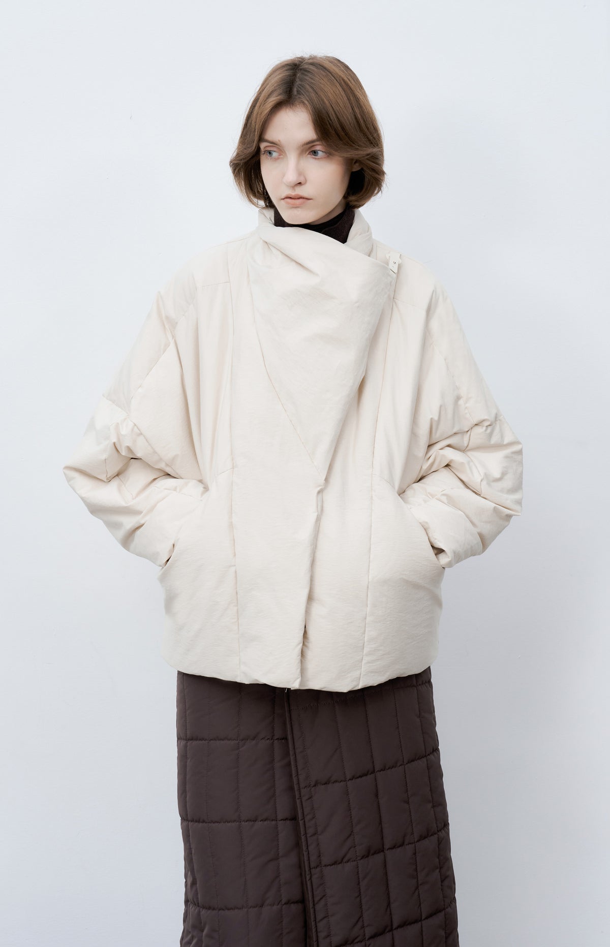 WRAP LAPEL DUSTY DOWN