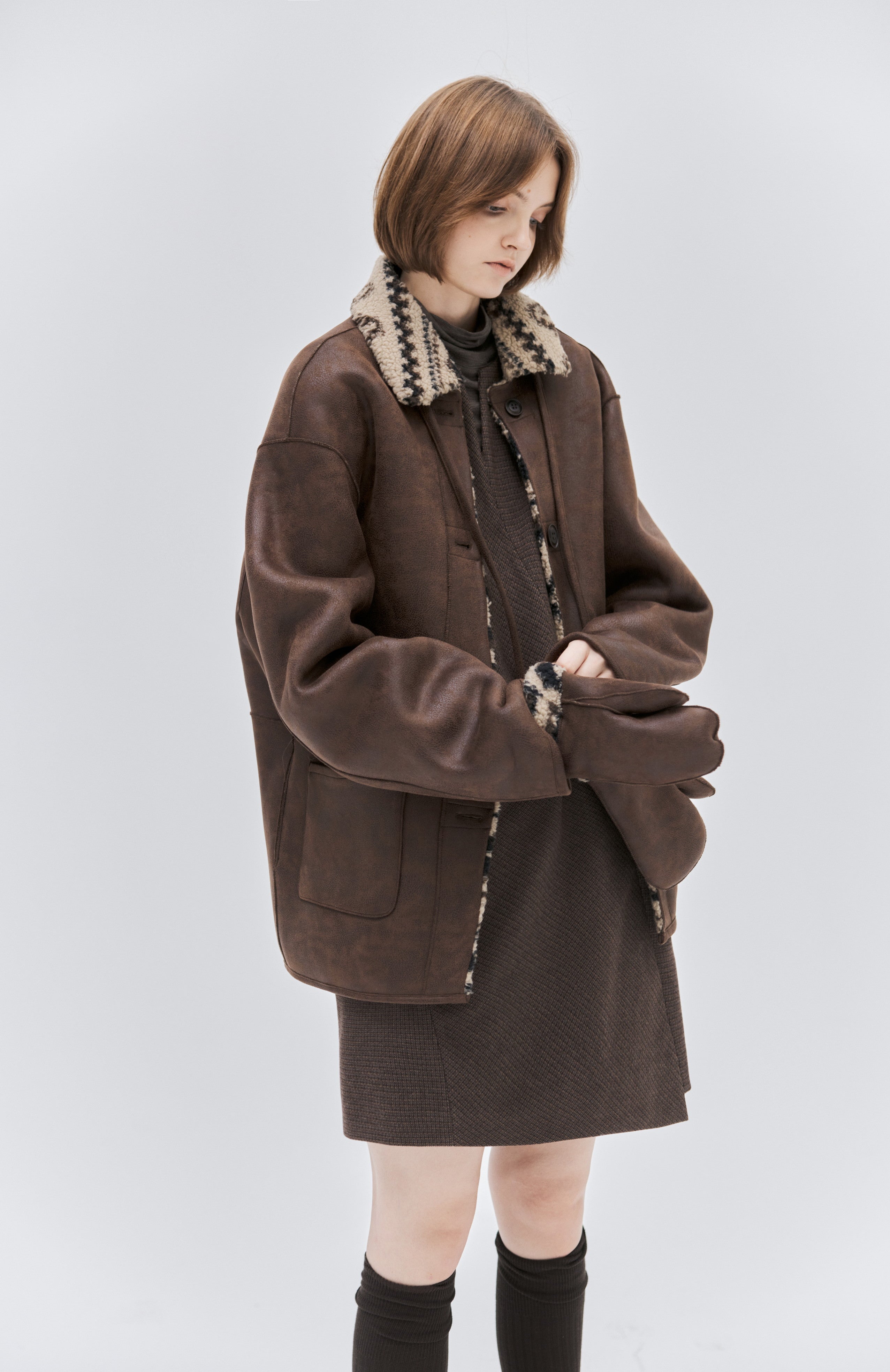 FAIR ISLE LEATHER JACKET＆GLOVE / フェアアイルレザージャケット＆手袋