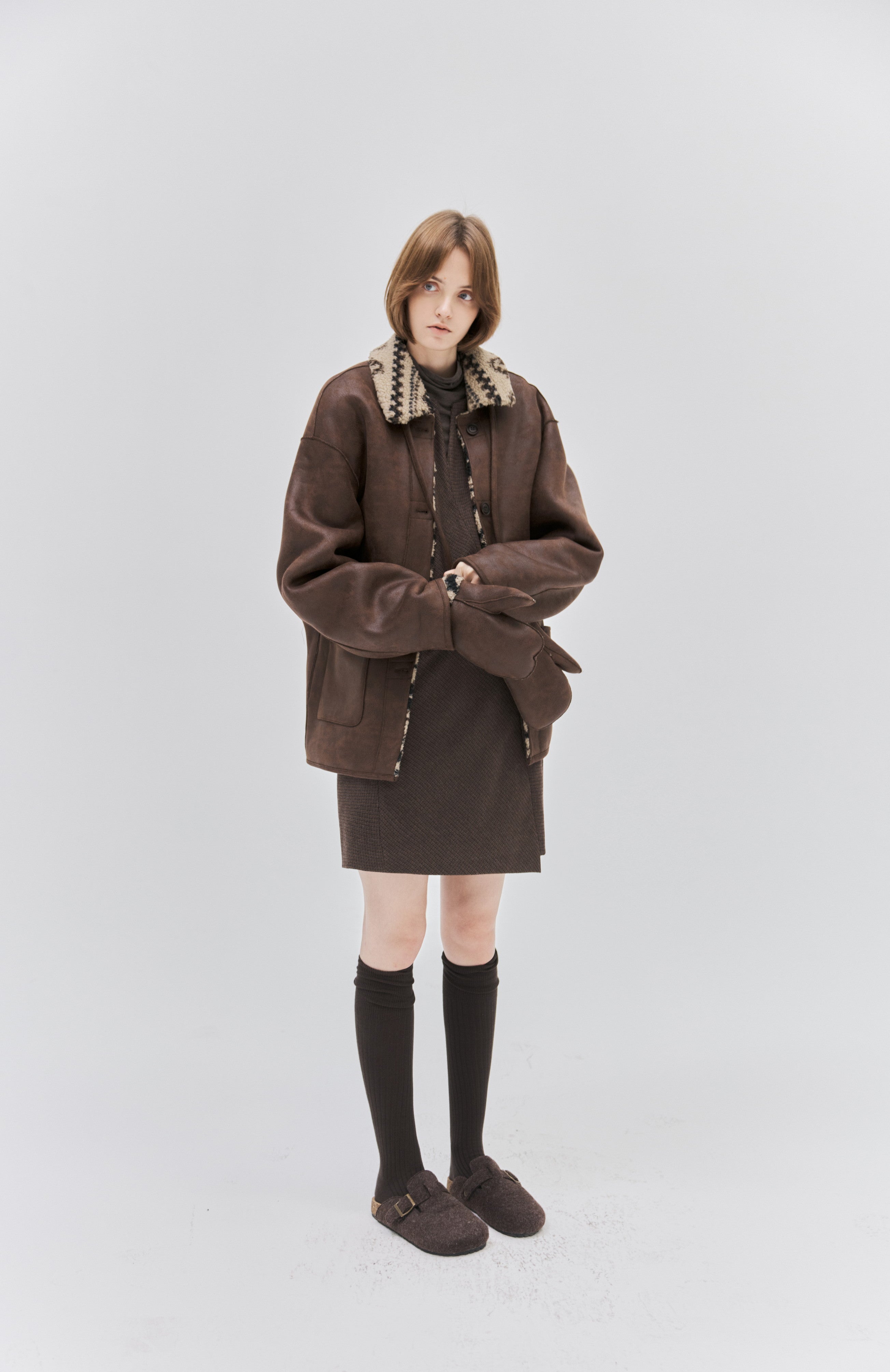 FAIR ISLE LEATHER JACKET＆GLOVE / フェアアイルレザージャケット＆手袋