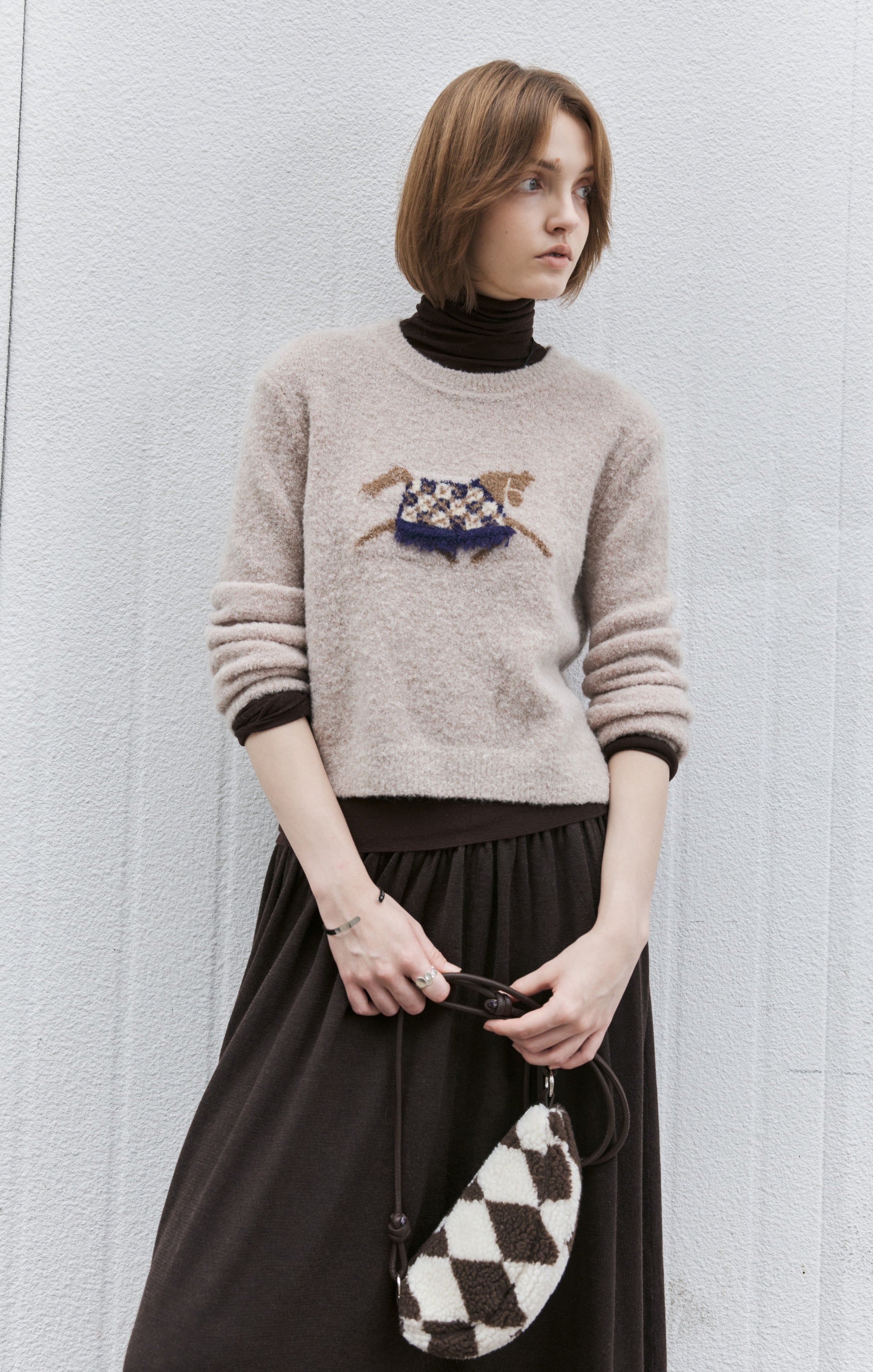 TASSEL PONY JACQUARD SWEATER / タッセルポニージャガードセーター