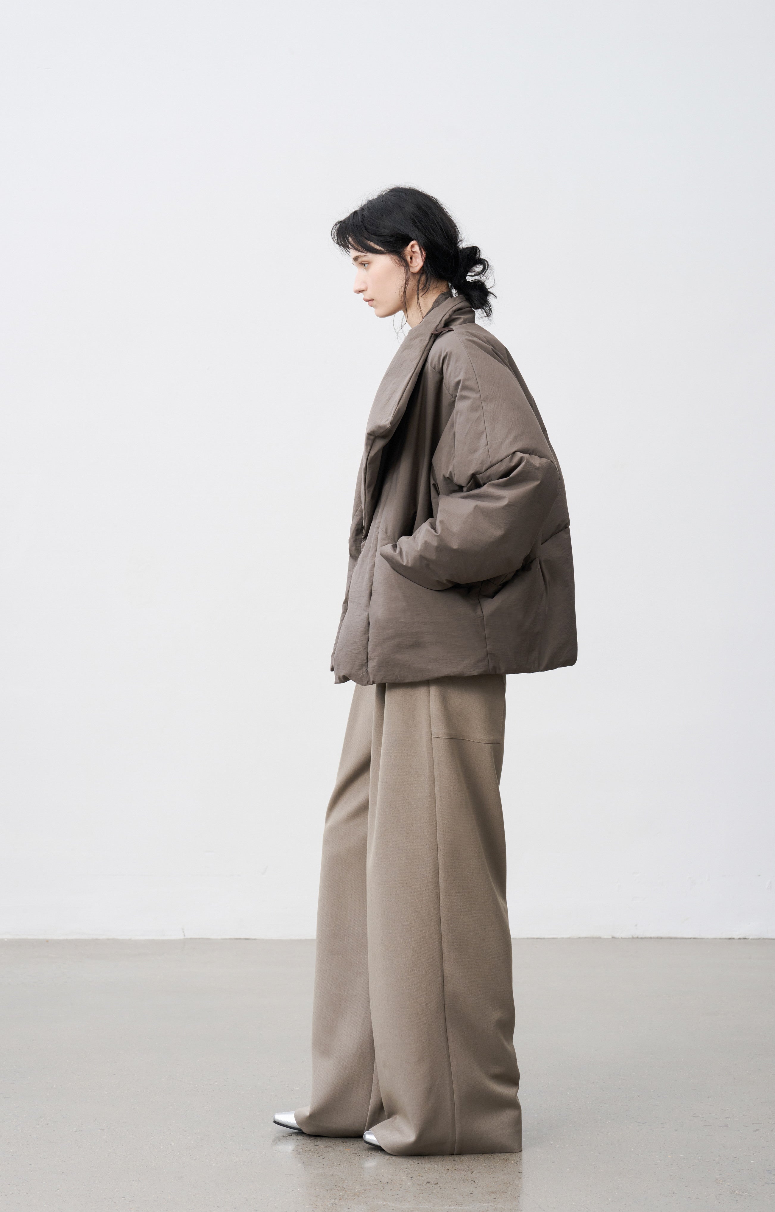 WRAP LAPEL ROUND DOWN / ラップラペルラウンドダウン