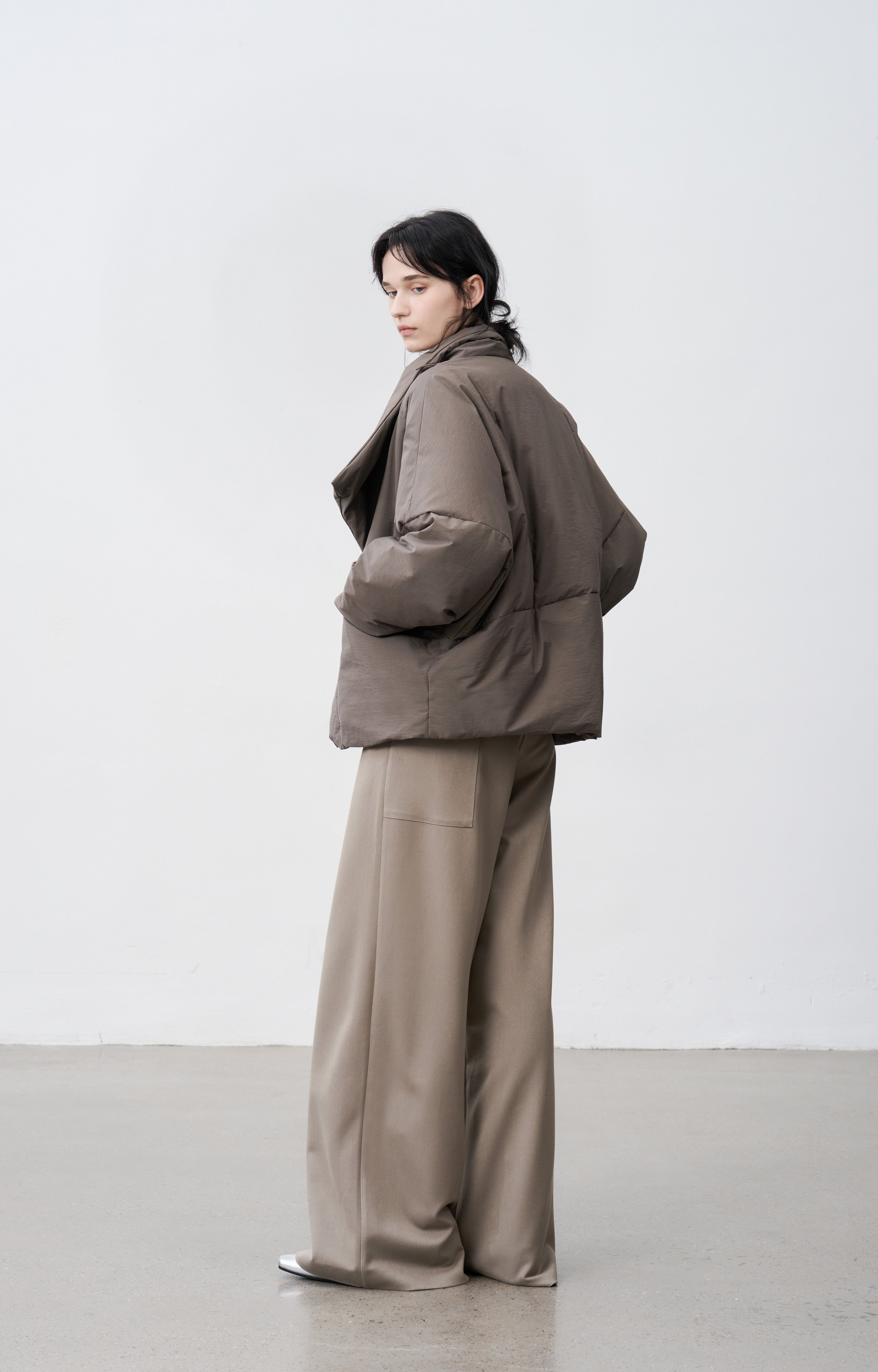 WRAP LAPEL ROUND DOWN / ラップラペルラウンドダウン