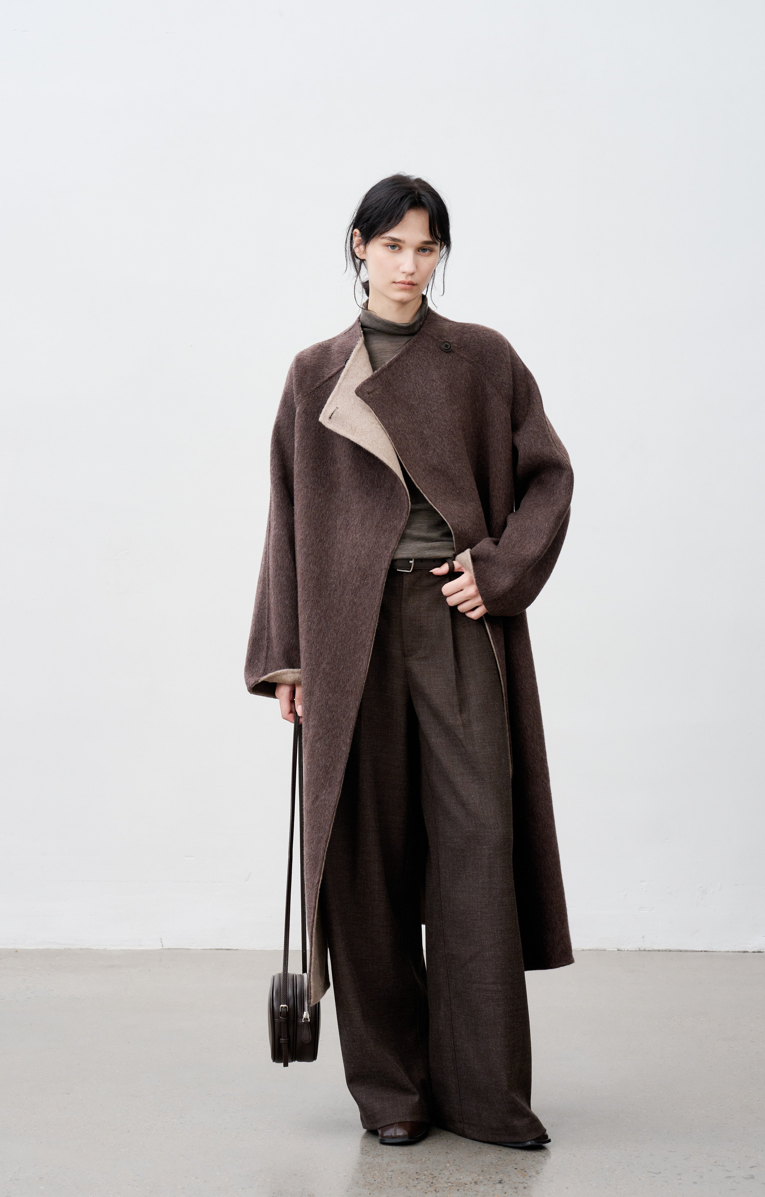 WRAP LAPEL WOOL COAT / ラップラペルウールコート