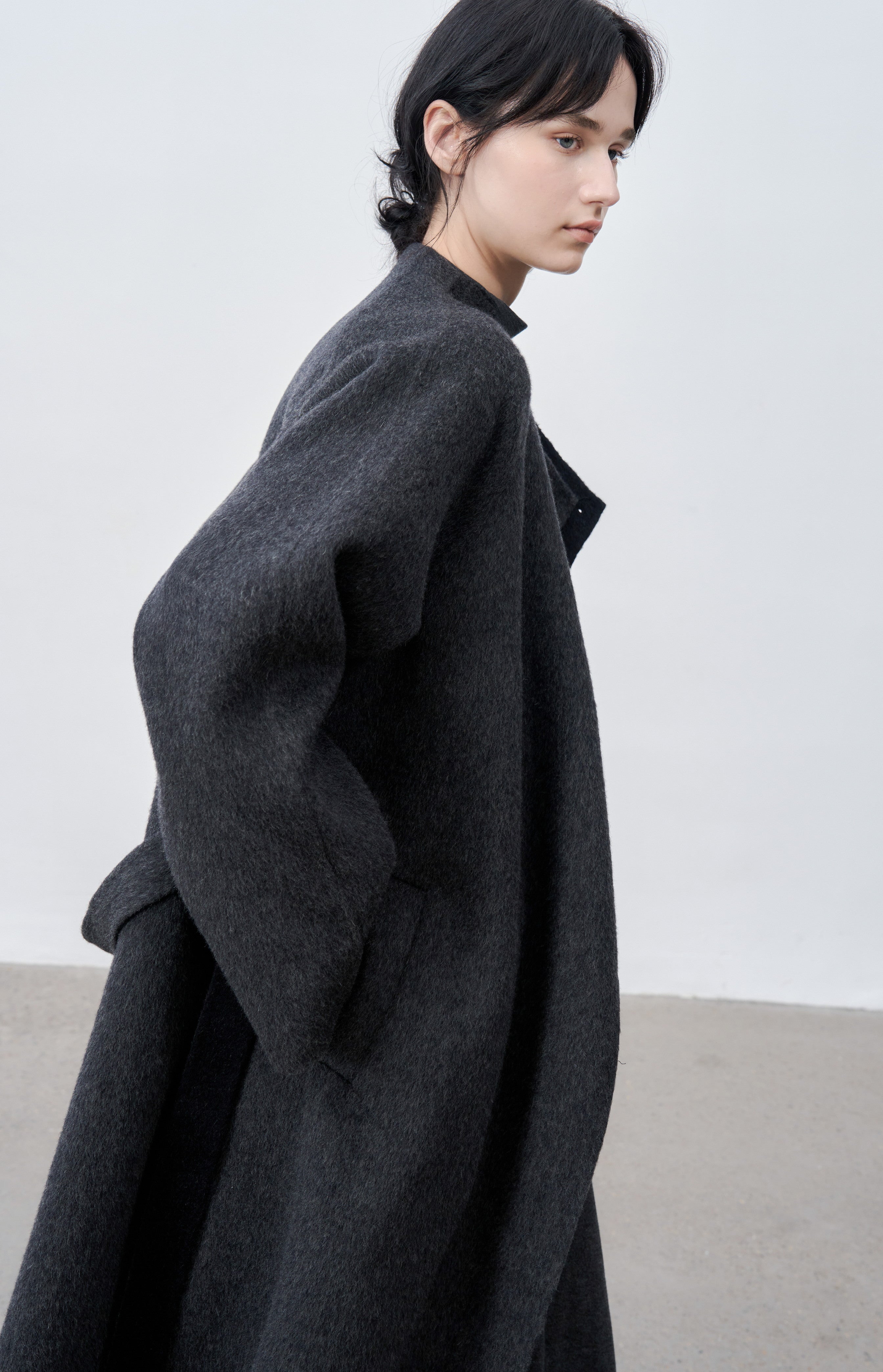 WRAP LAPEL WOOL COAT / ラップラペルウールコート