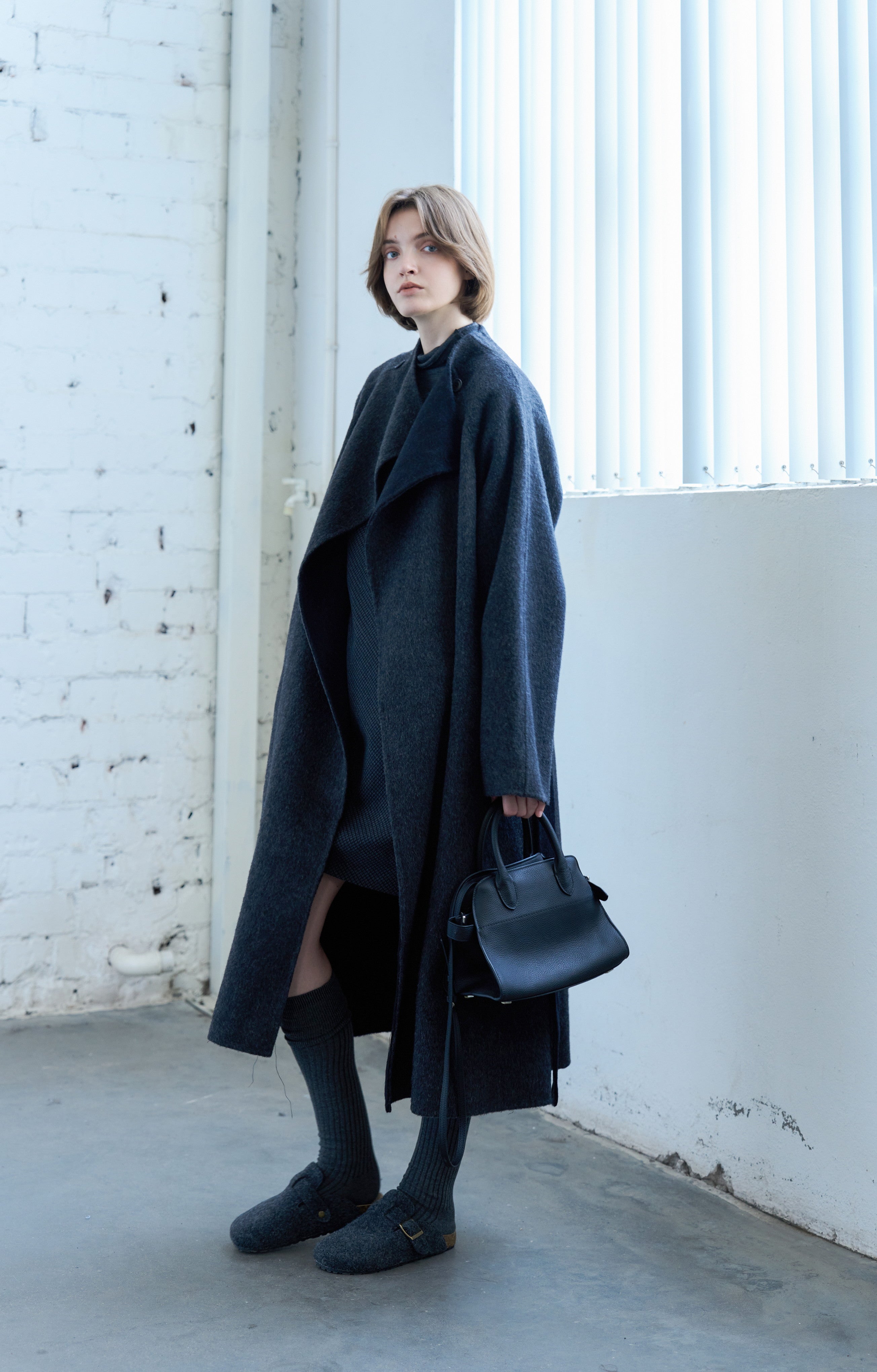 WRAP LAPEL WOOL COAT / ラップラペルウールコート