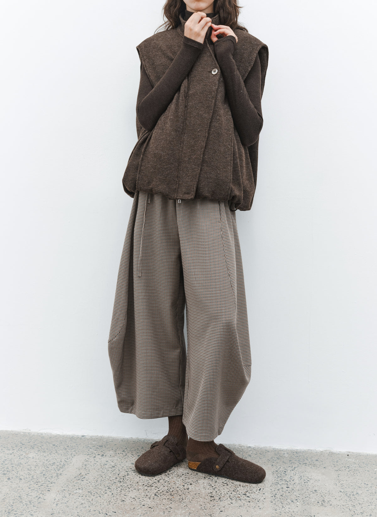 CHECK COCOON WIDE PANTS