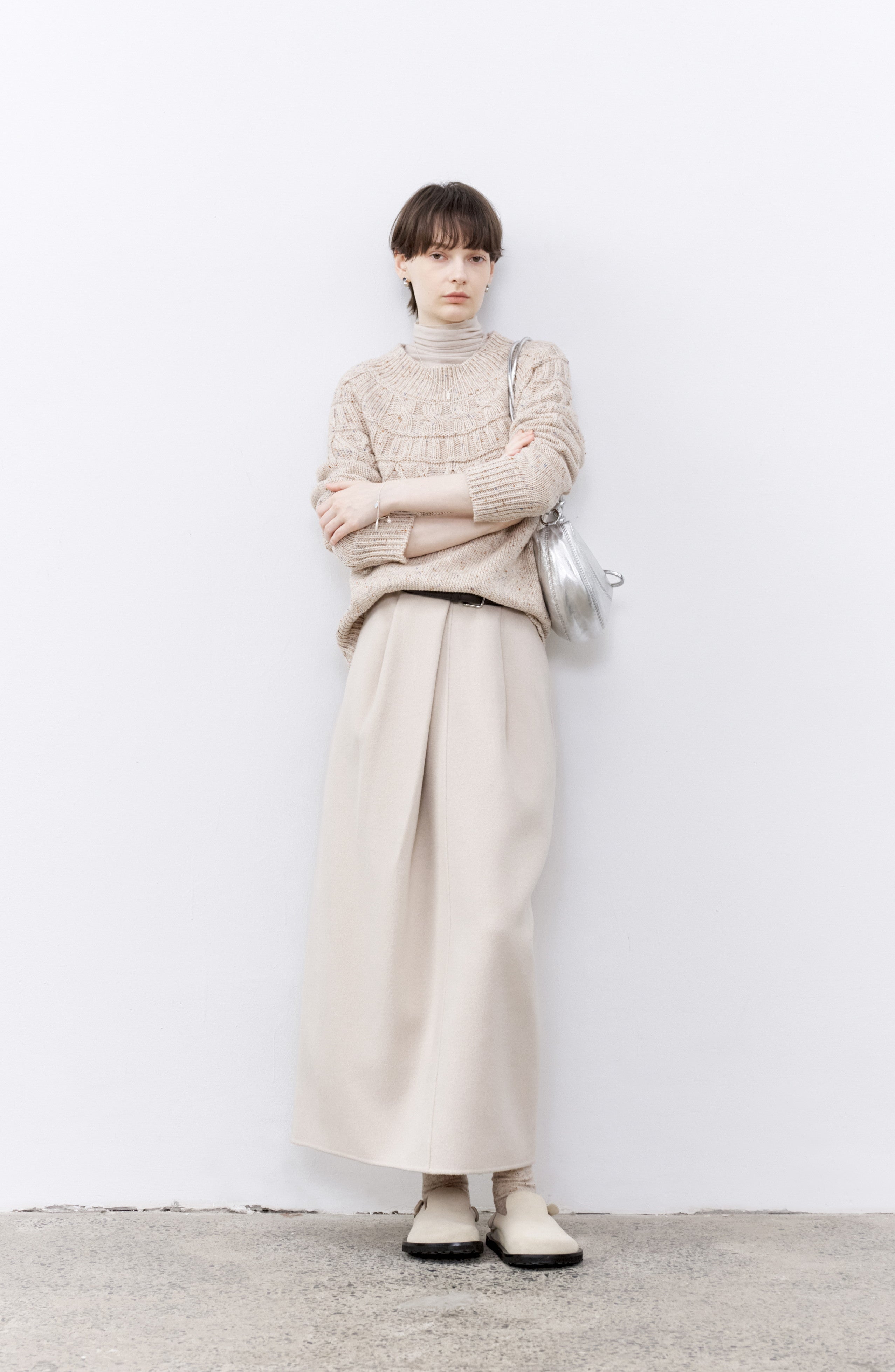 PUFF PLEATED WOOL SKIRT