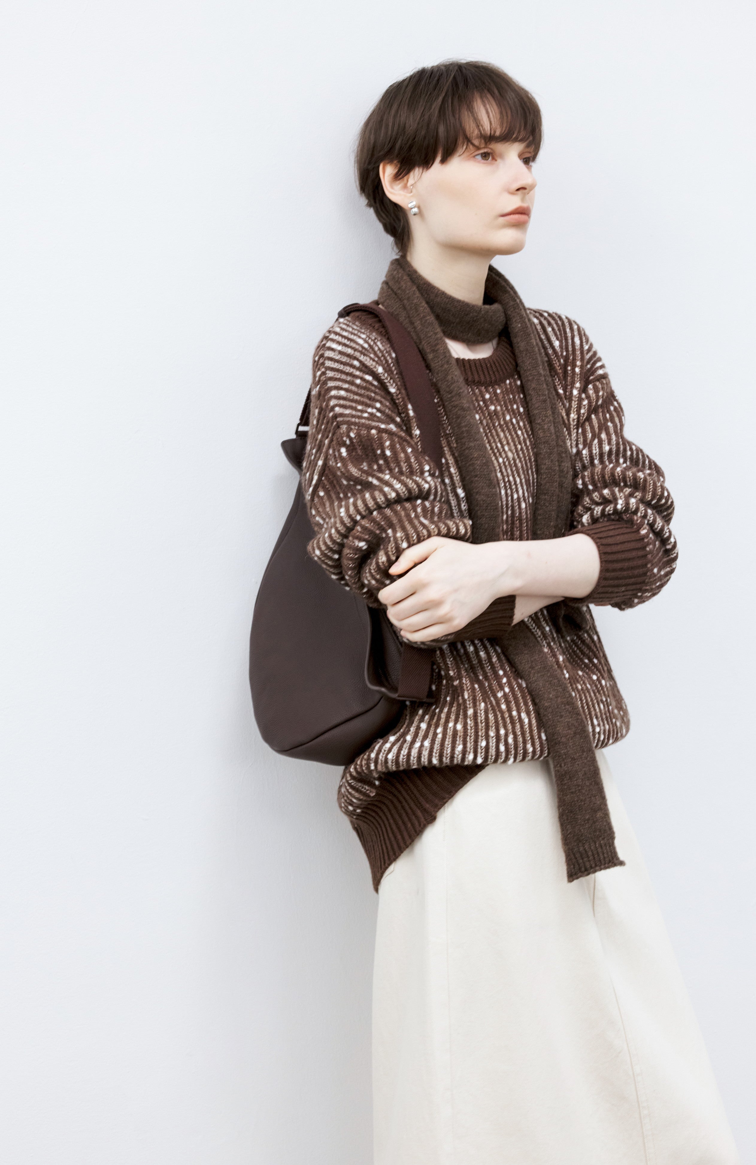 SNOW DOT BROWN SWEATER / スノードットブラウンセーター