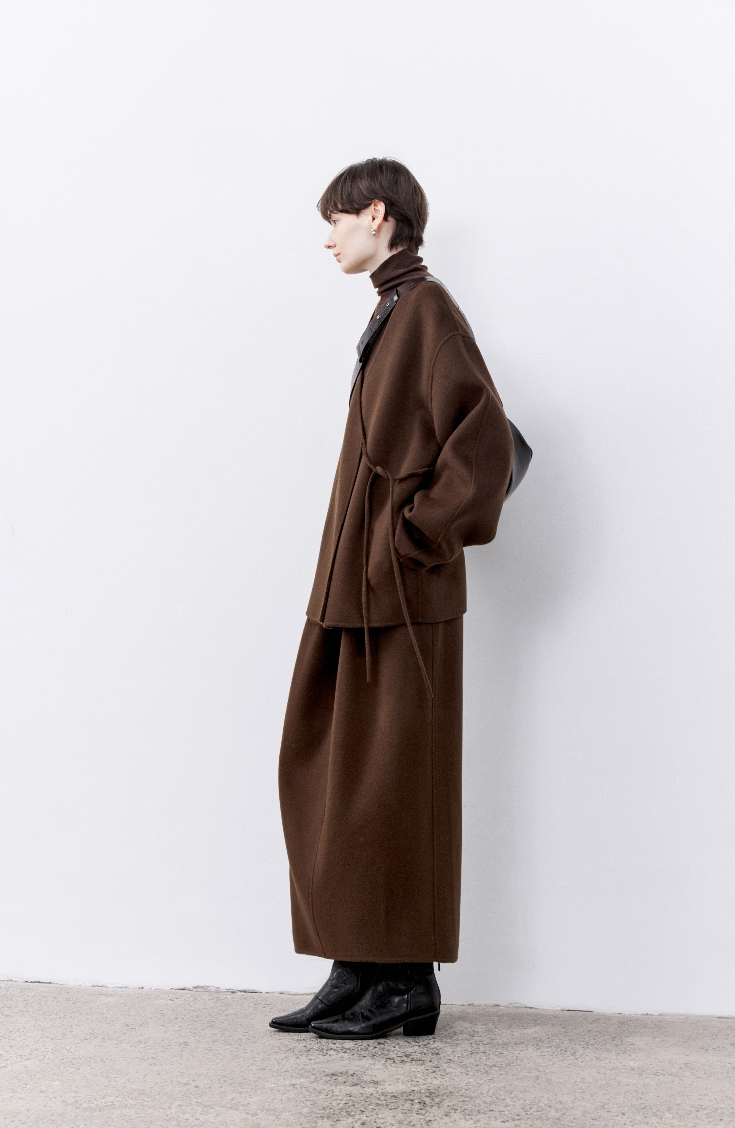 LAYERED PLACKET WOOL COAT