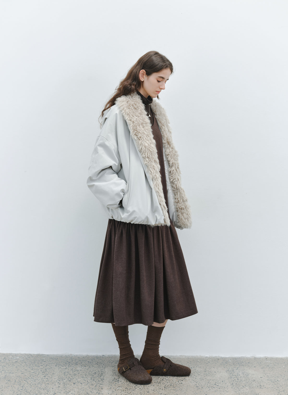 FUR LAPEL VOLUME BLOUSON