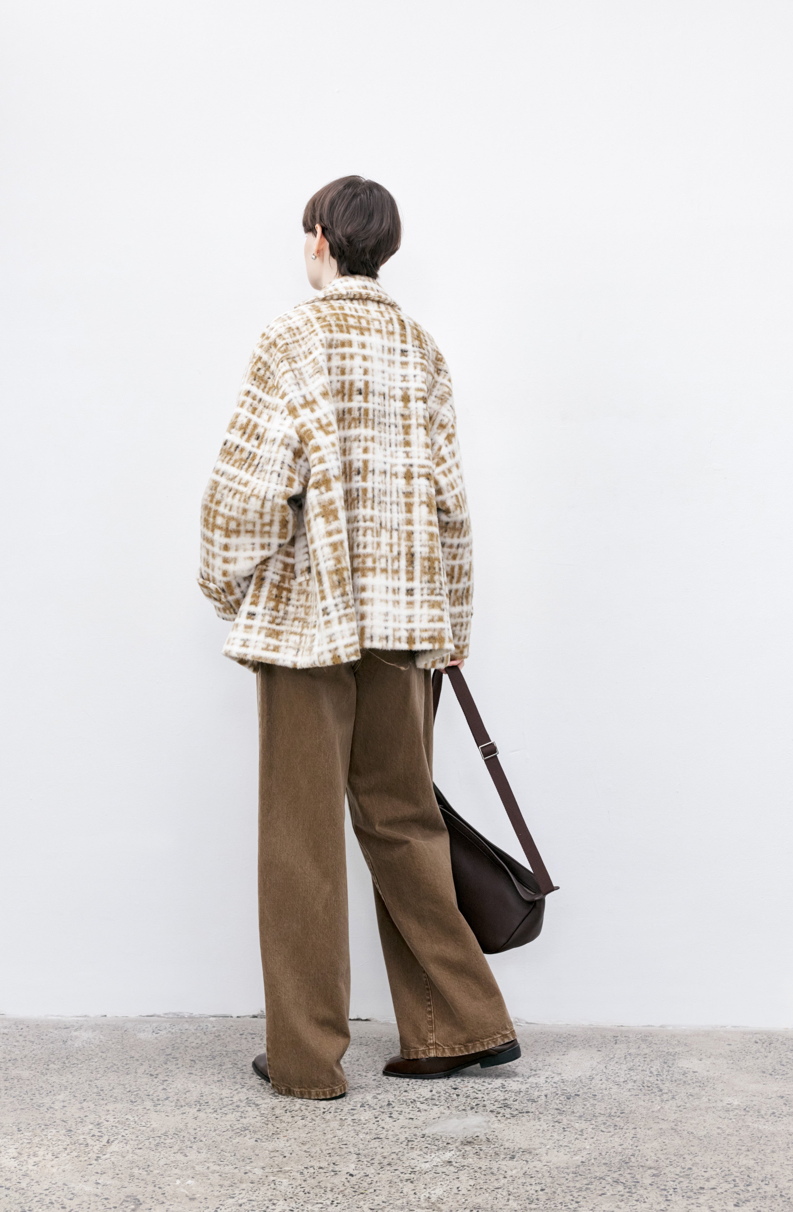 HAZY PLAID DESIGN SOFT JACKET