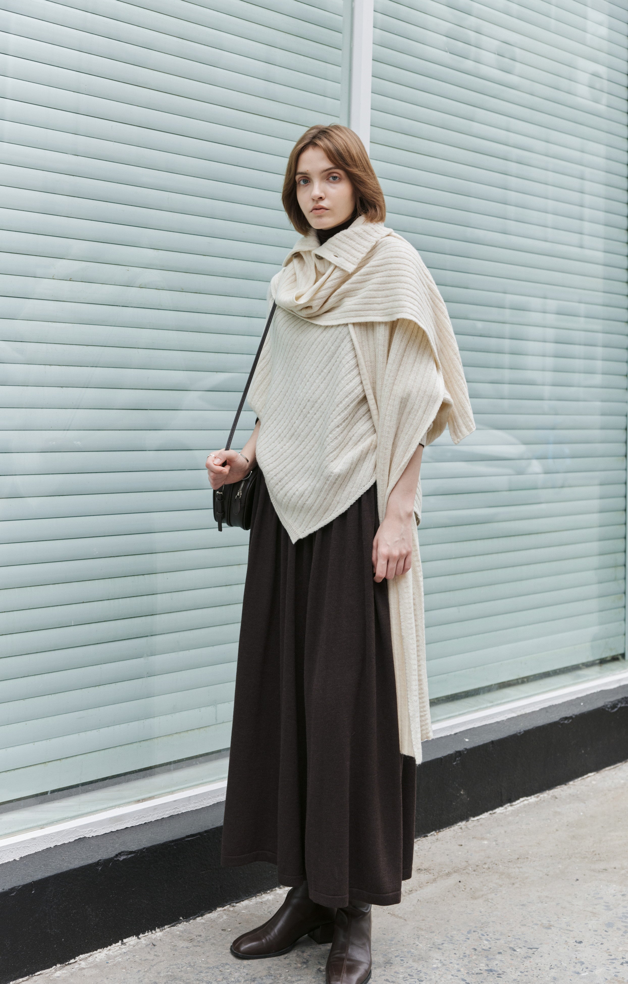 ASYMMETRIC TURTLE KNIT SCARF / アシンメトリータートルニットスカーフ