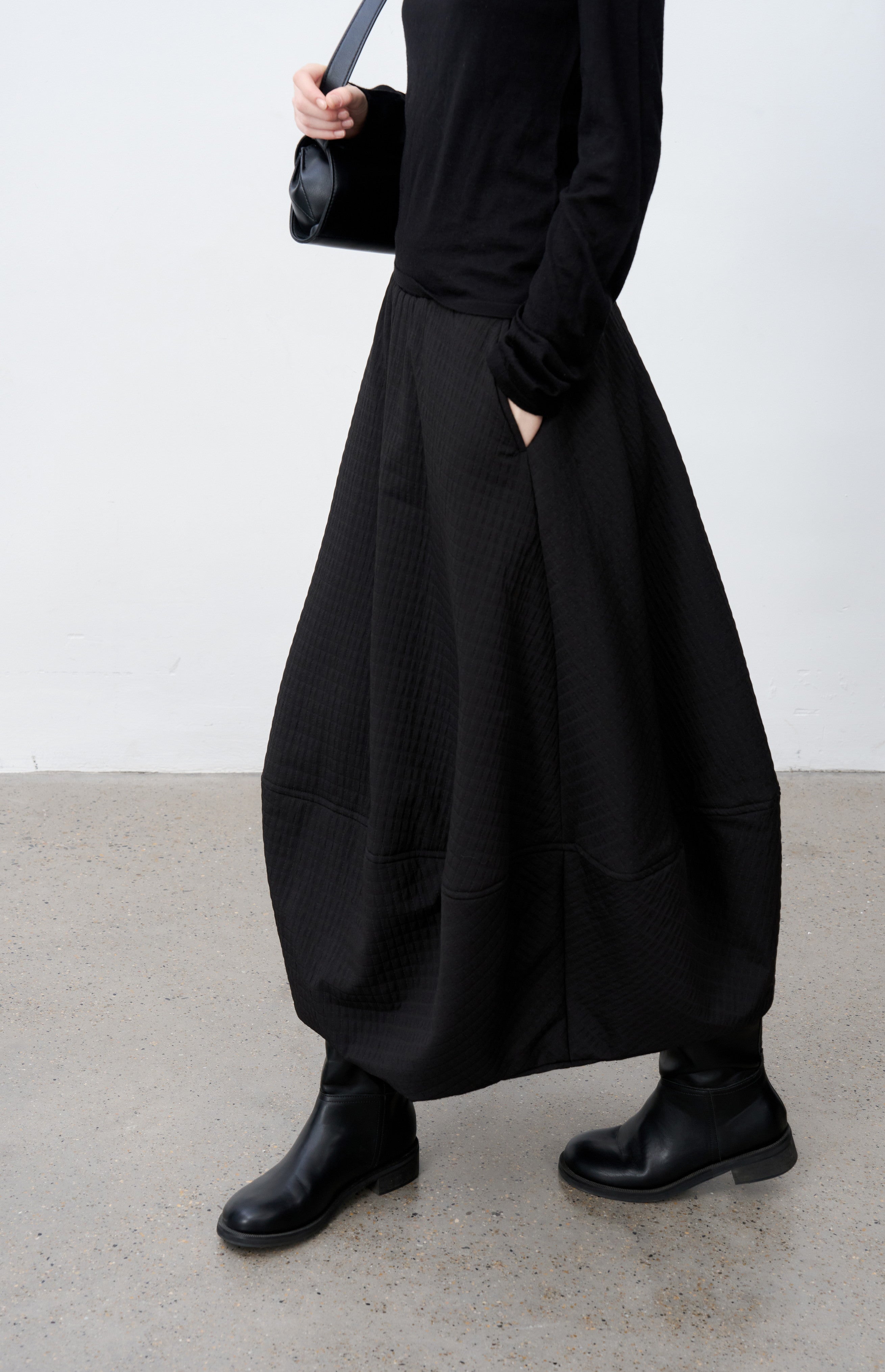 JACQUARD GRID BALLOON SKIRT